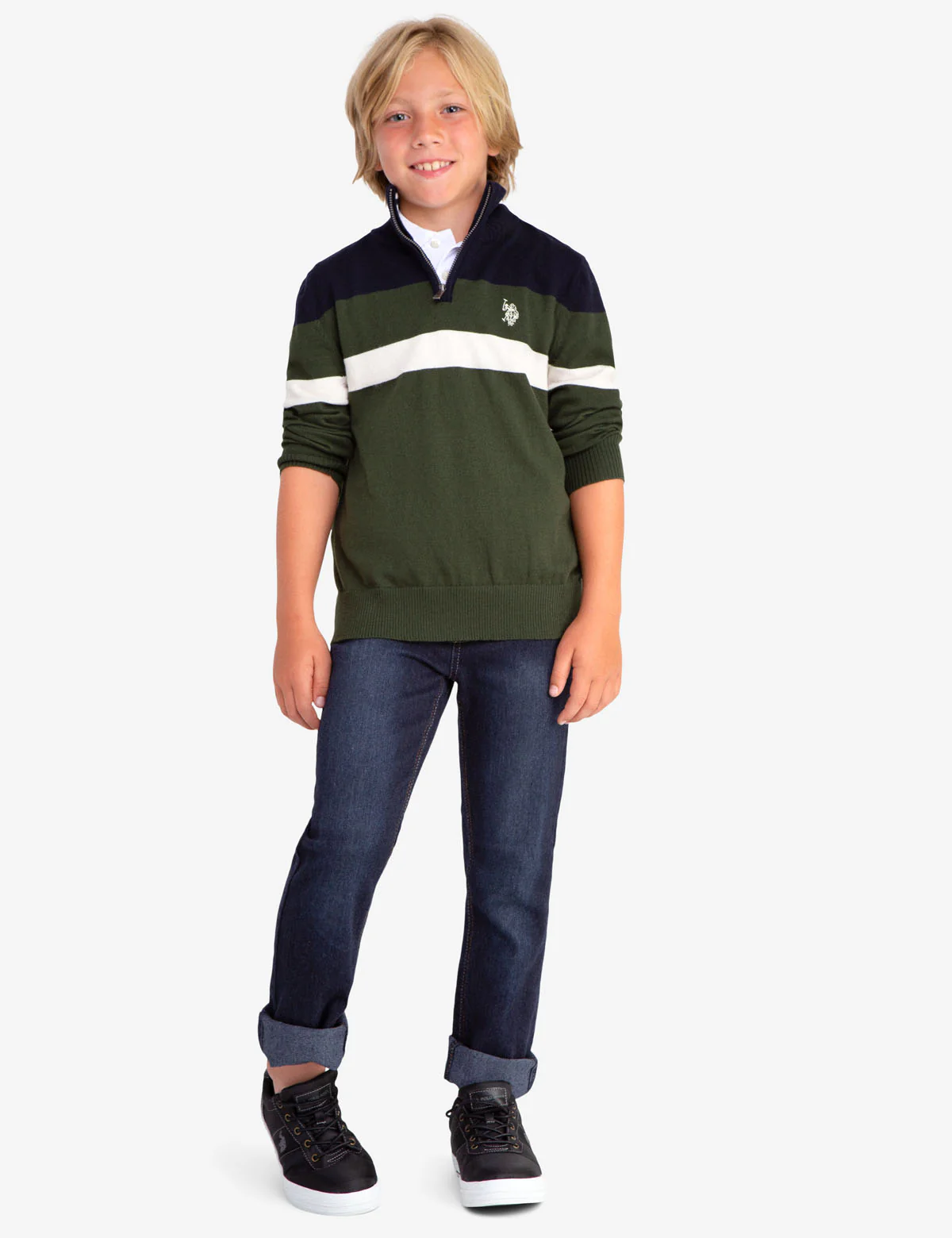 QUARTER ZIP ALL OVER STRIPED SWEATER - Image 2