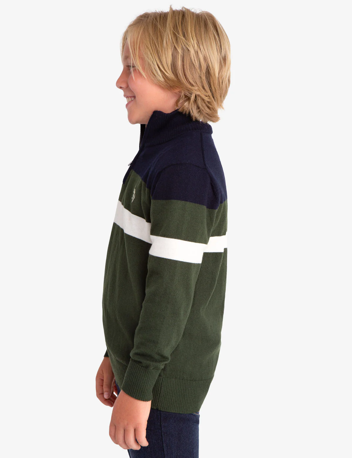 QUARTER ZIP ALL OVER STRIPED SWEATER - Image 3