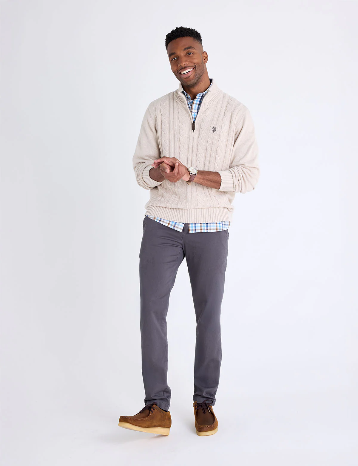 1/4 ZIP COTTON CABLE SWEATER - Image 2