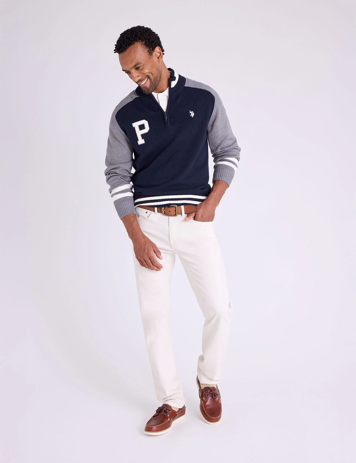 1/4 ZIP PATCH VARSITY SWEATER - Image 4