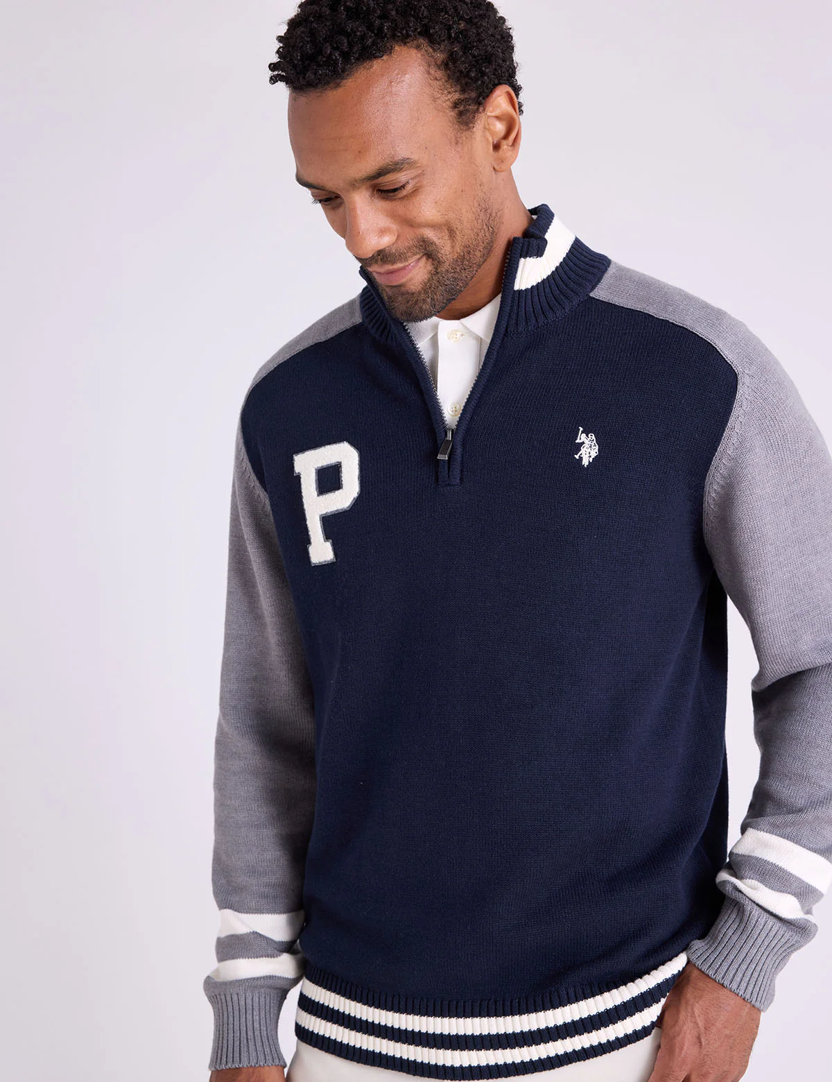 1/4 ZIP PATCH VARSITY SWEATER - Image 5