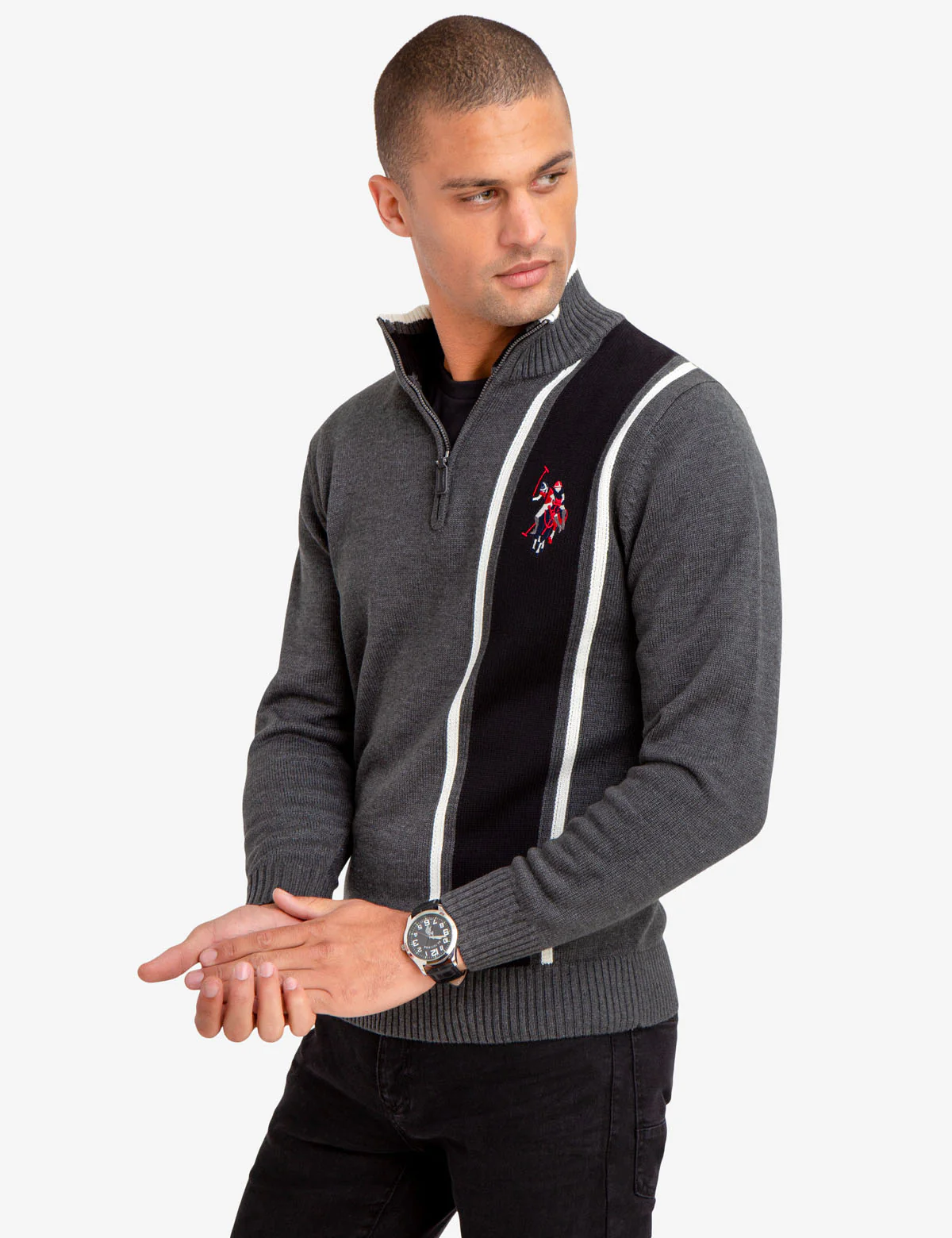 QUARTER ZIP MULTI-COLOR LOGO SWEATER - Image 5