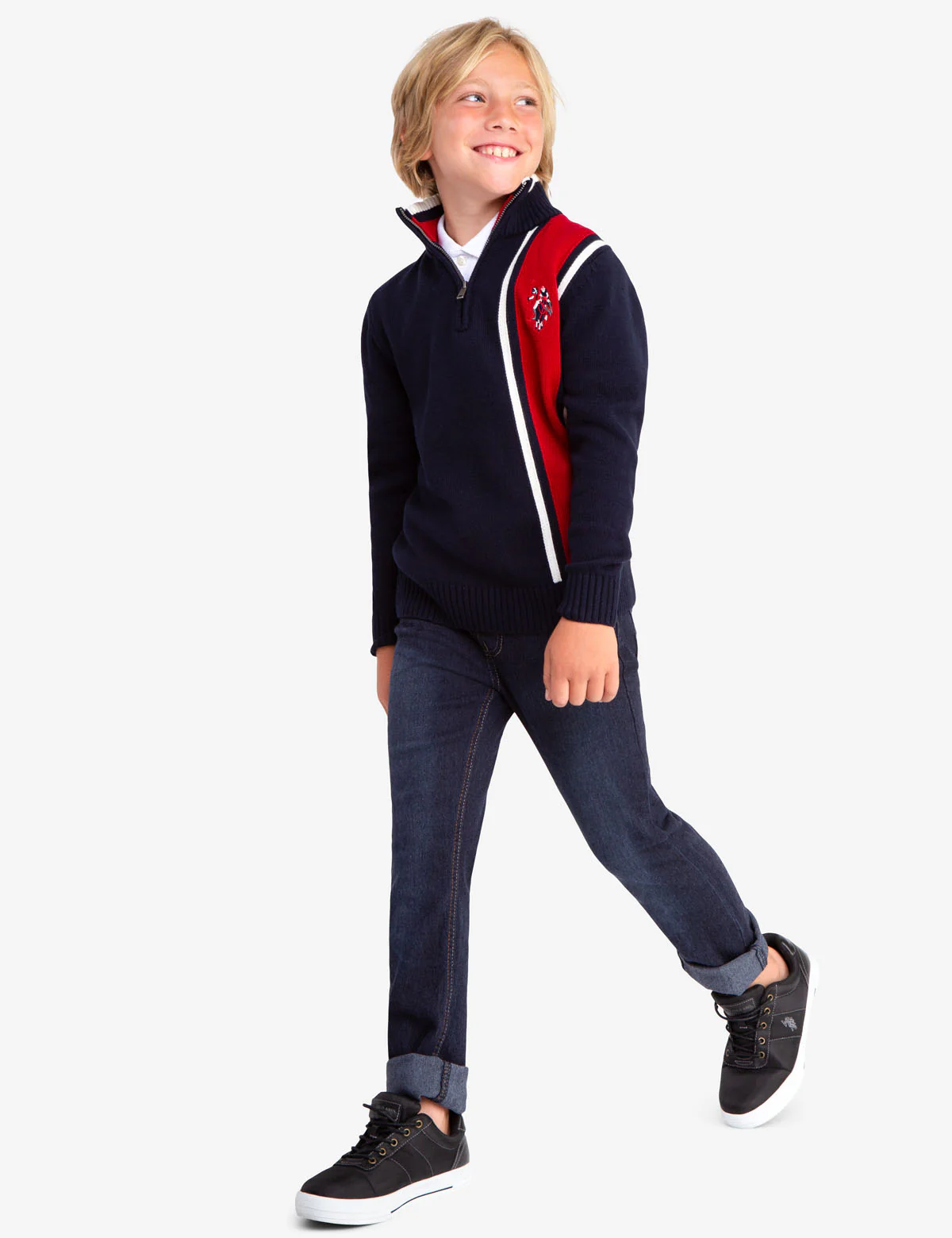 QUARTER ZIP VERTICAL STRIPED SWEATER - Image 2