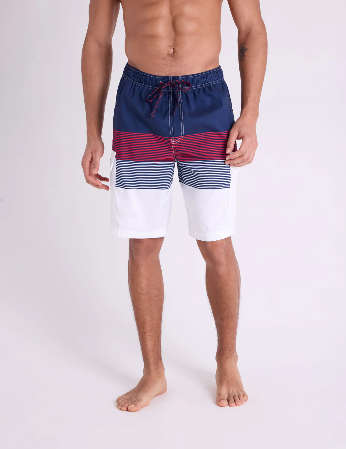 10" COLORBLOCK STRIPE CARGO SWIM SHORTS - Image 3