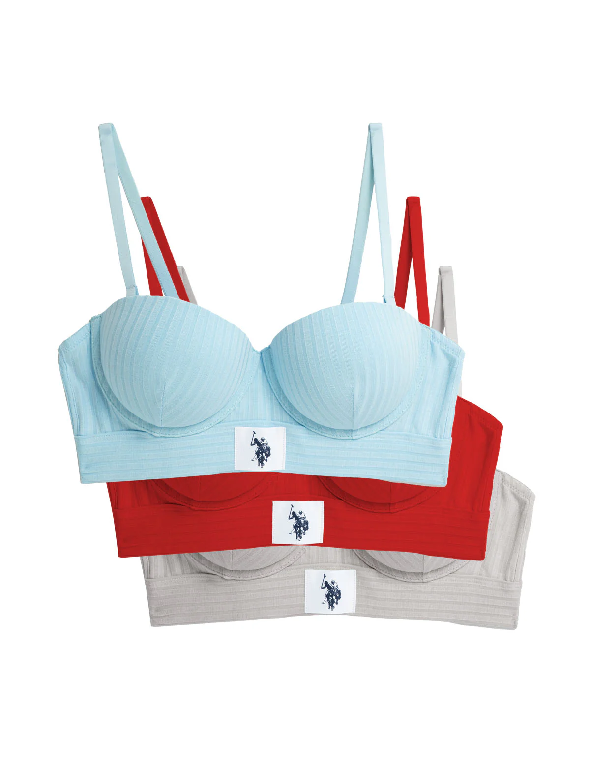 3PK RIBBED PUSH UP BRAS - Image 3