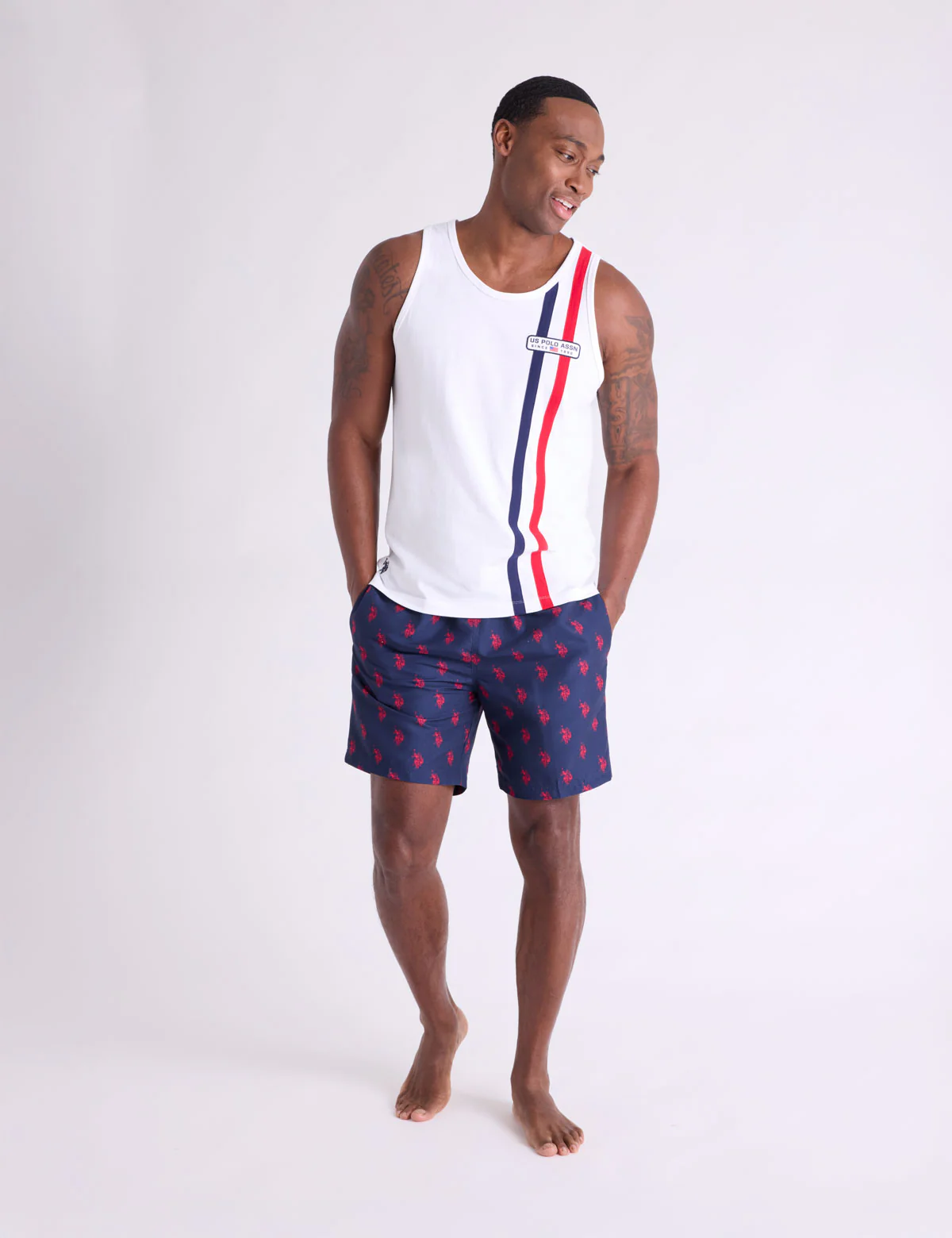 7" ALL OVER LOGO PRINT SWIM SHORTS - Image 2