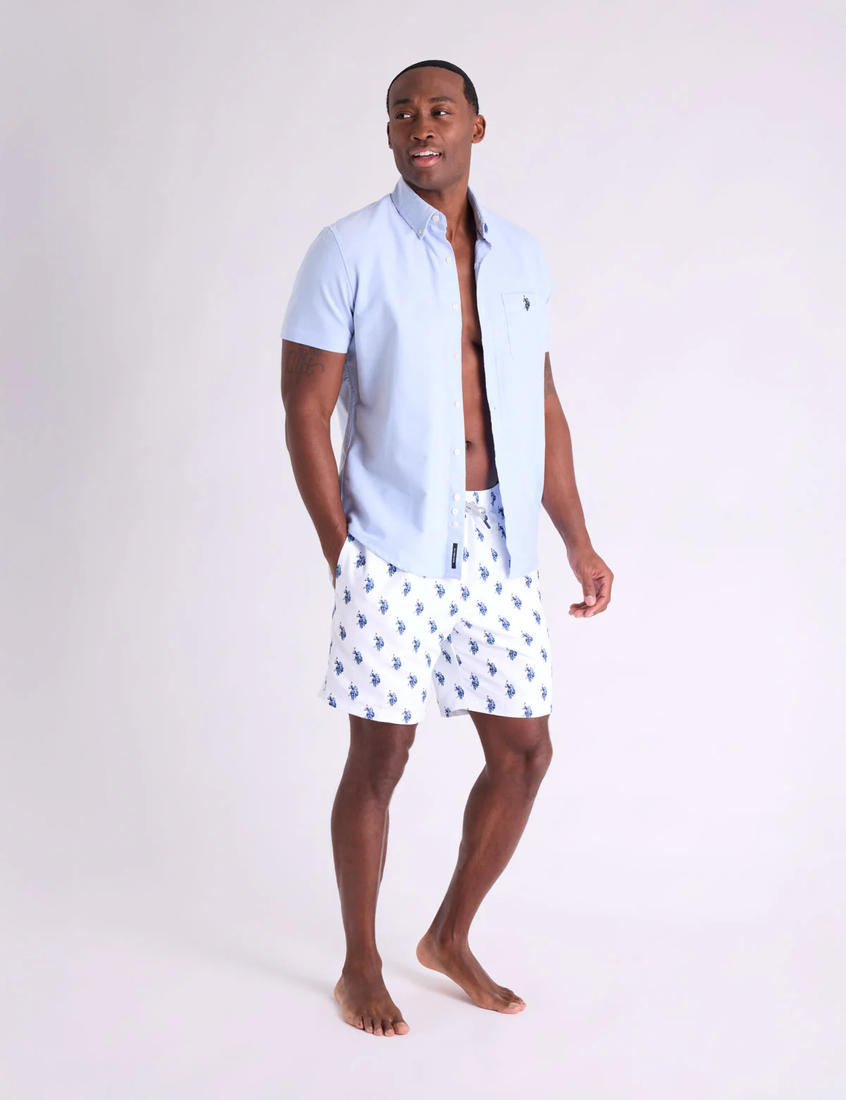 7" ALL OVER LOGO PRINT SWIM SHORTS - Image 7