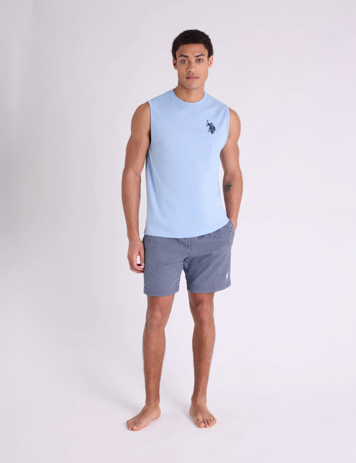 7" SEERSUCKER STRIPE SWIM SHORTS - Image 3