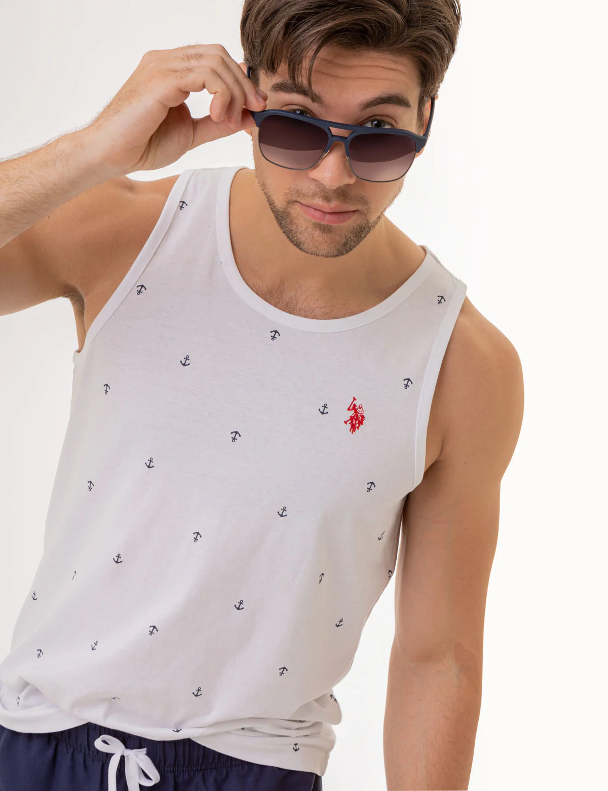 ALL OVER ANCHOR PRINT JERSEY MUSCLE TANK - Image 2