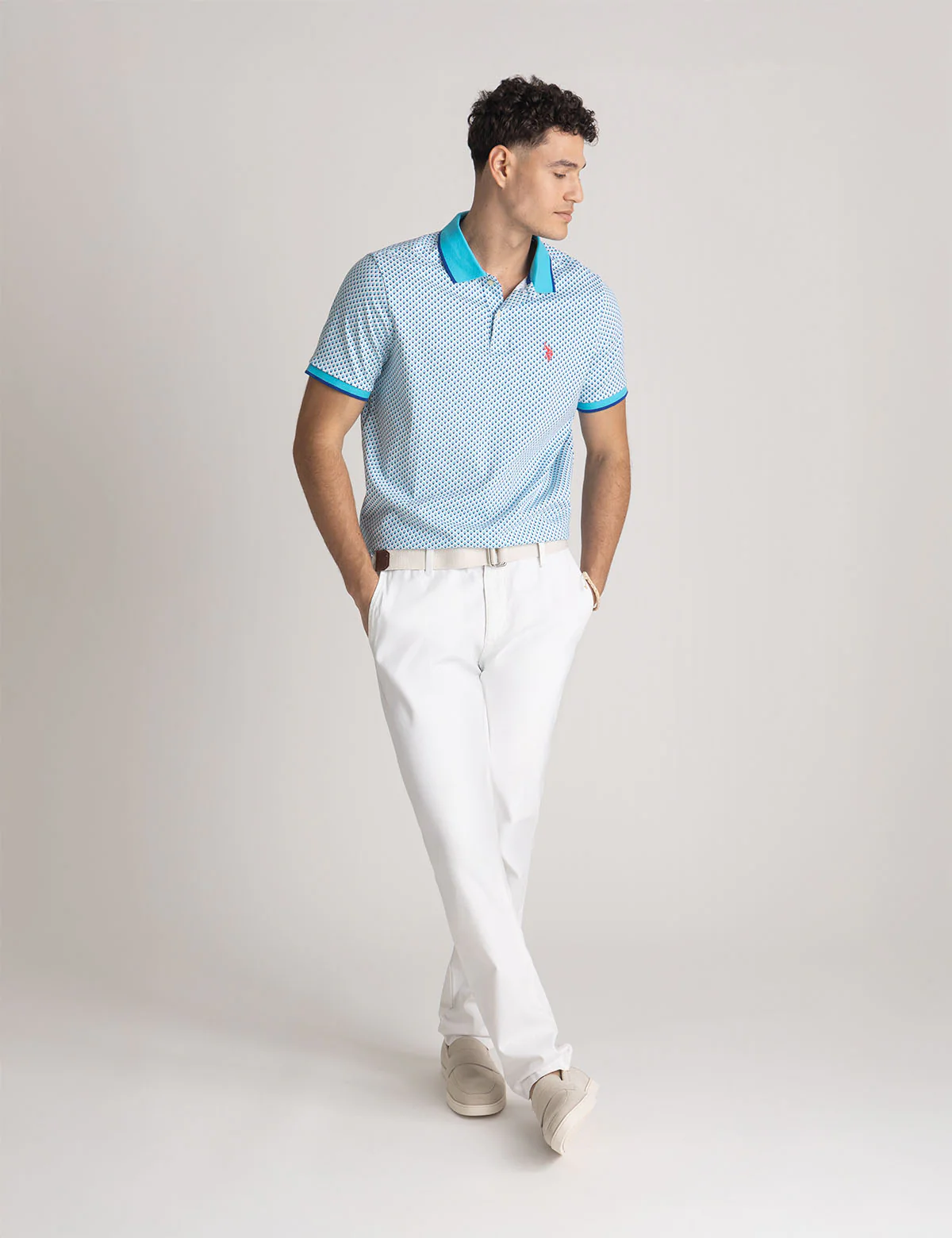 ALL OVER DOUBLE DIAMOND PRINT POLO SHIRT - Image 2