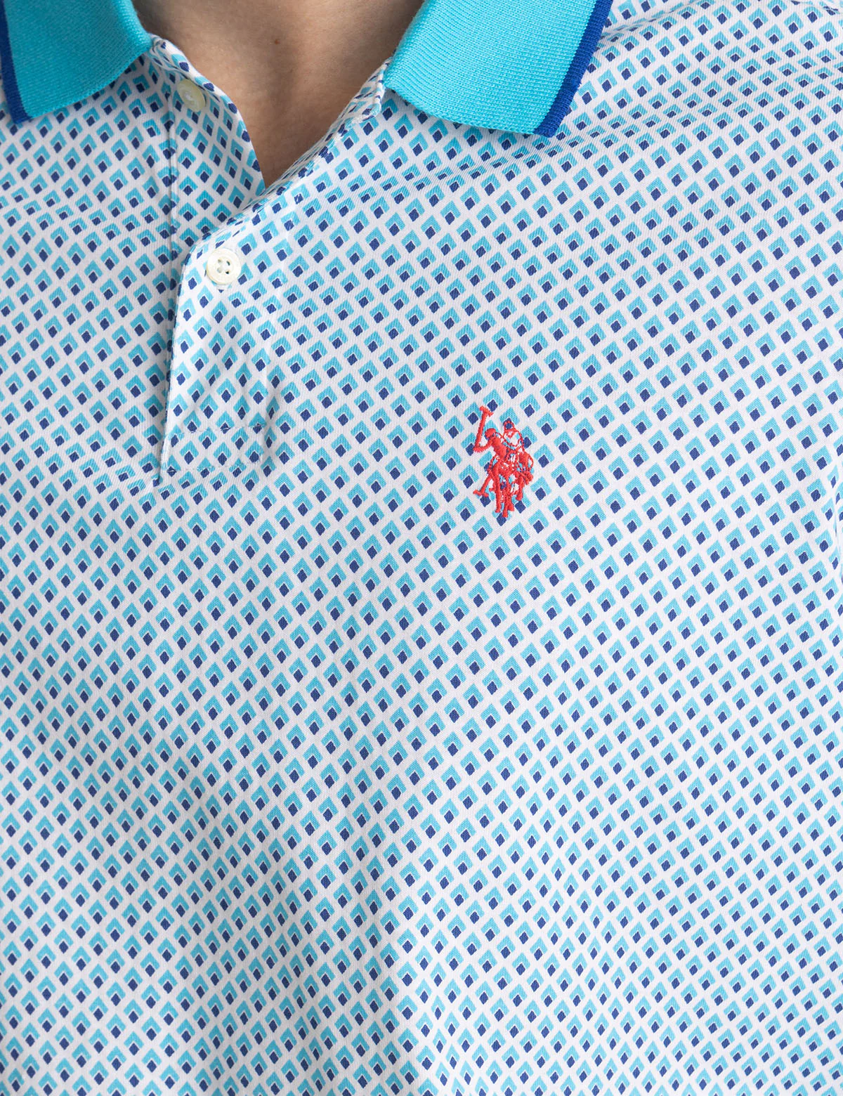 ALL OVER DOUBLE DIAMOND PRINT POLO SHIRT - Image 3