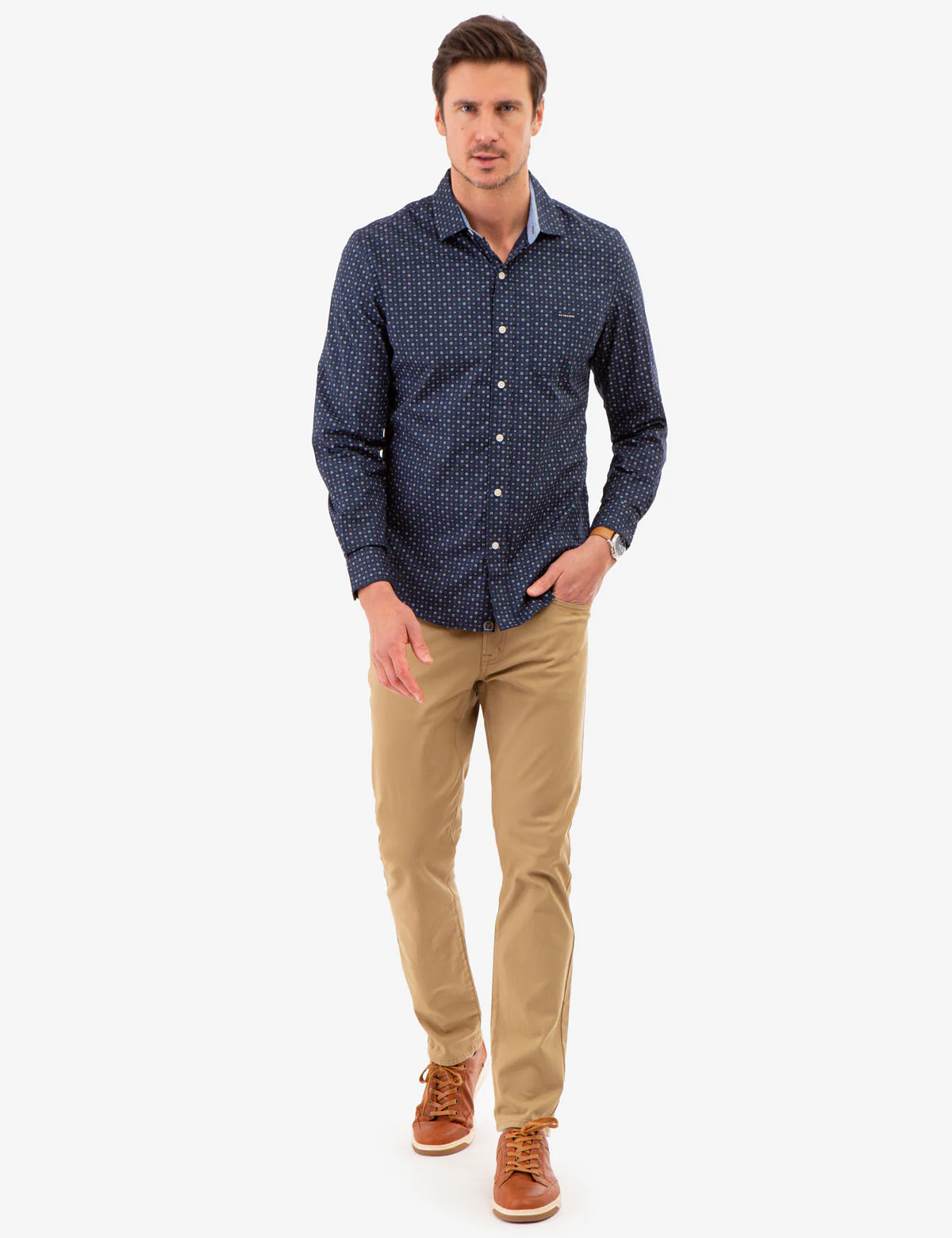 ALLOVER MULTI GEO PRINT LONG SLEEVE SHIRT - Image 2