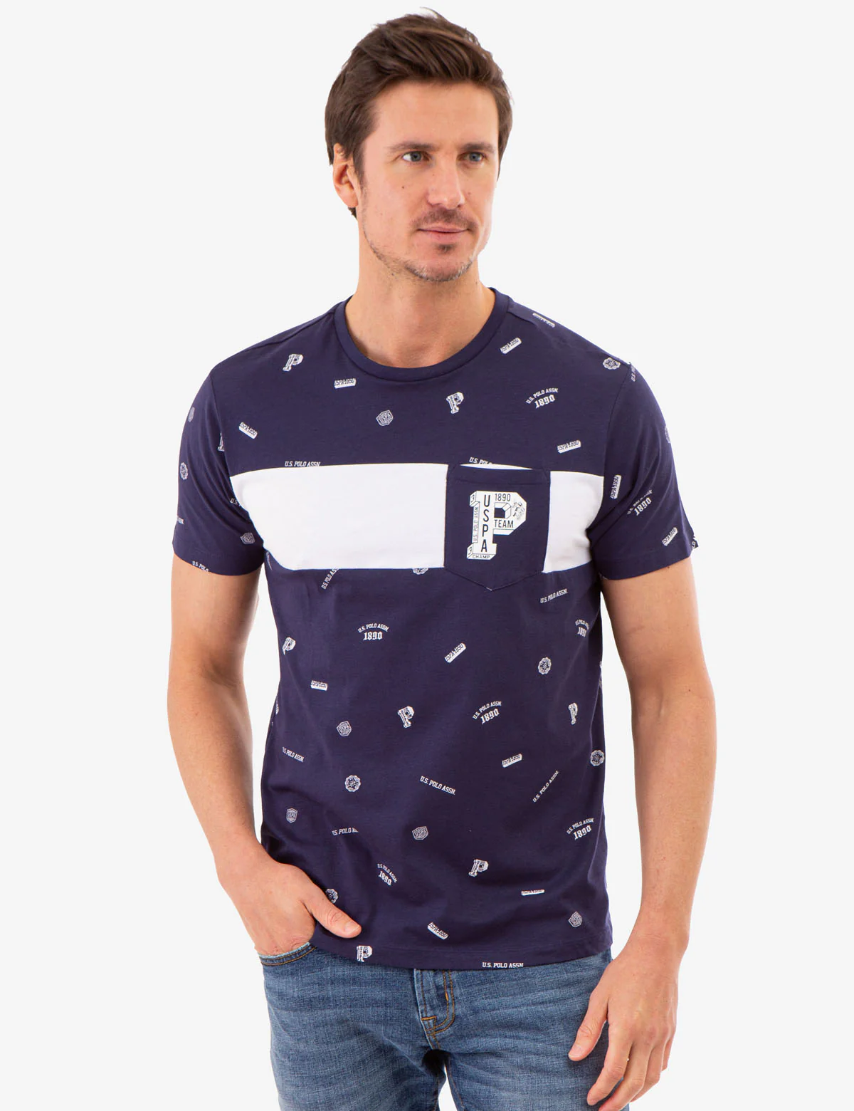 ALLOVER USPA PRINT T-SHIRT WITH CHEST POCKET - Image 8