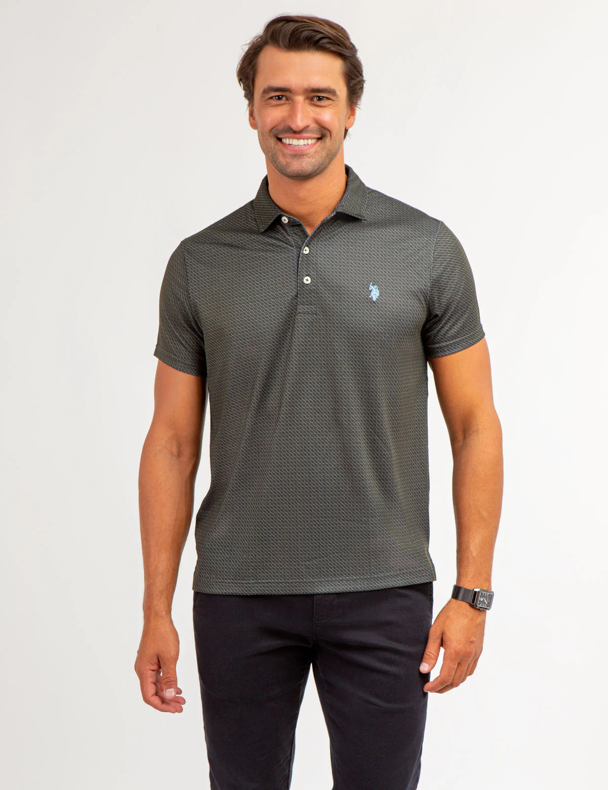 ALLOVER WAVE PRINT INTERLOCK POLO SHIRT - Image 5