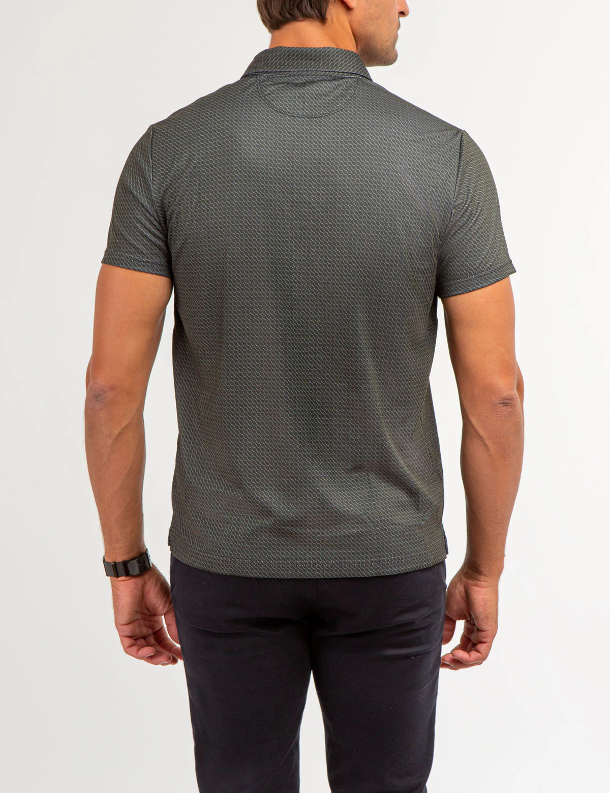 ALLOVER WAVE PRINT INTERLOCK POLO SHIRT - Image 8