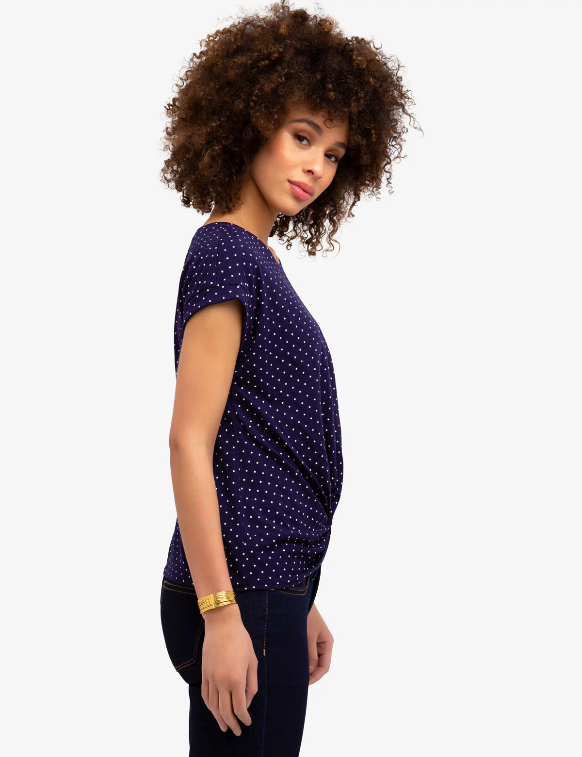 FRONT TWIST DOTTED T-SHIRT - Image 10