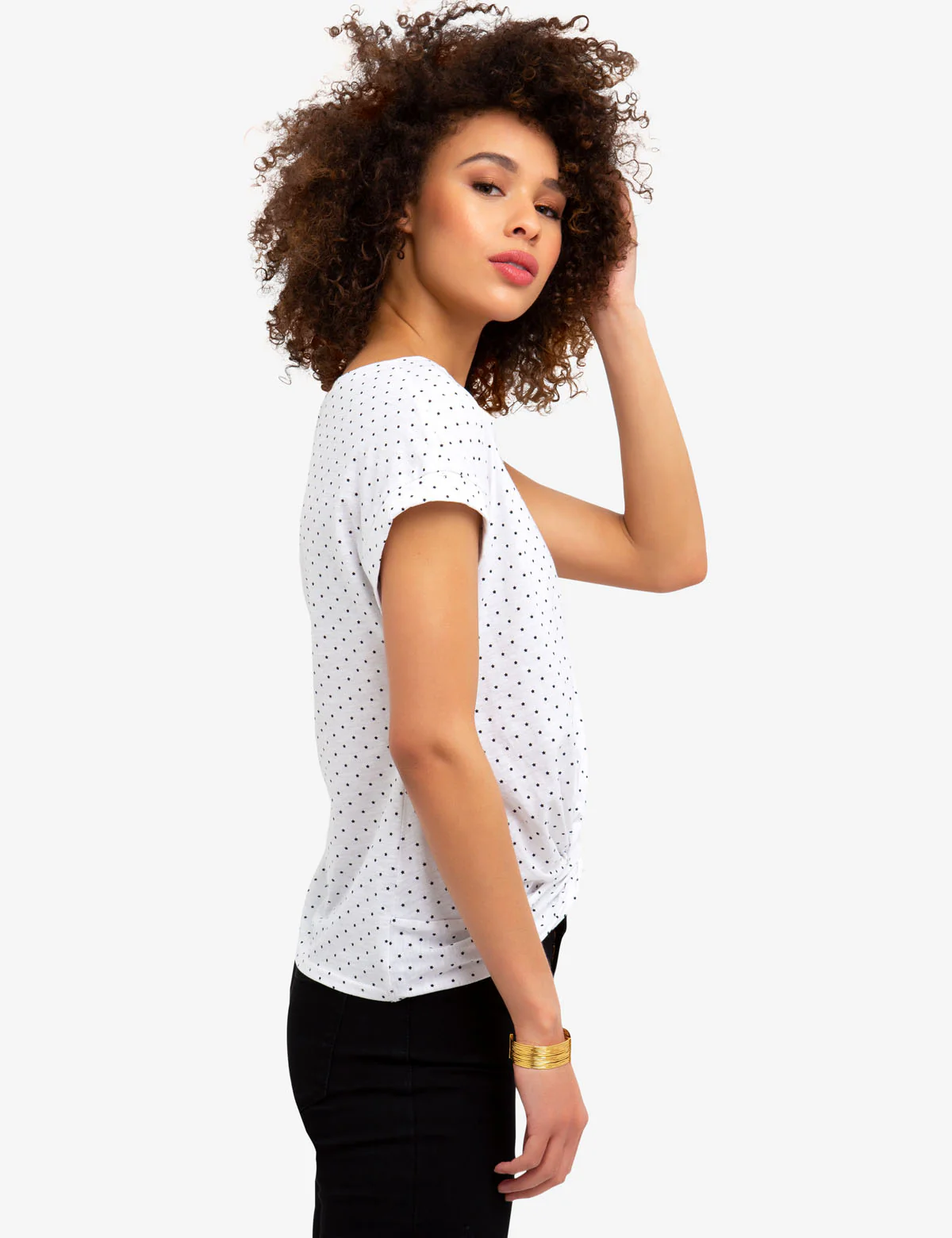 FRONT TWIST DOTTED T-SHIRT - Image 12