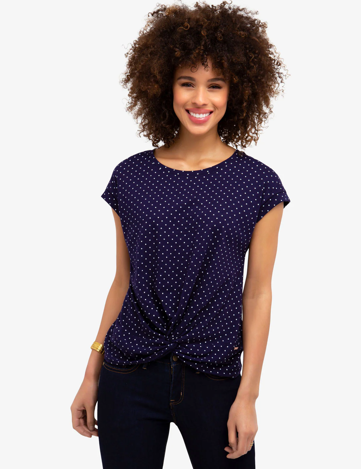 FRONT TWIST DOTTED T-SHIRT - Image 8