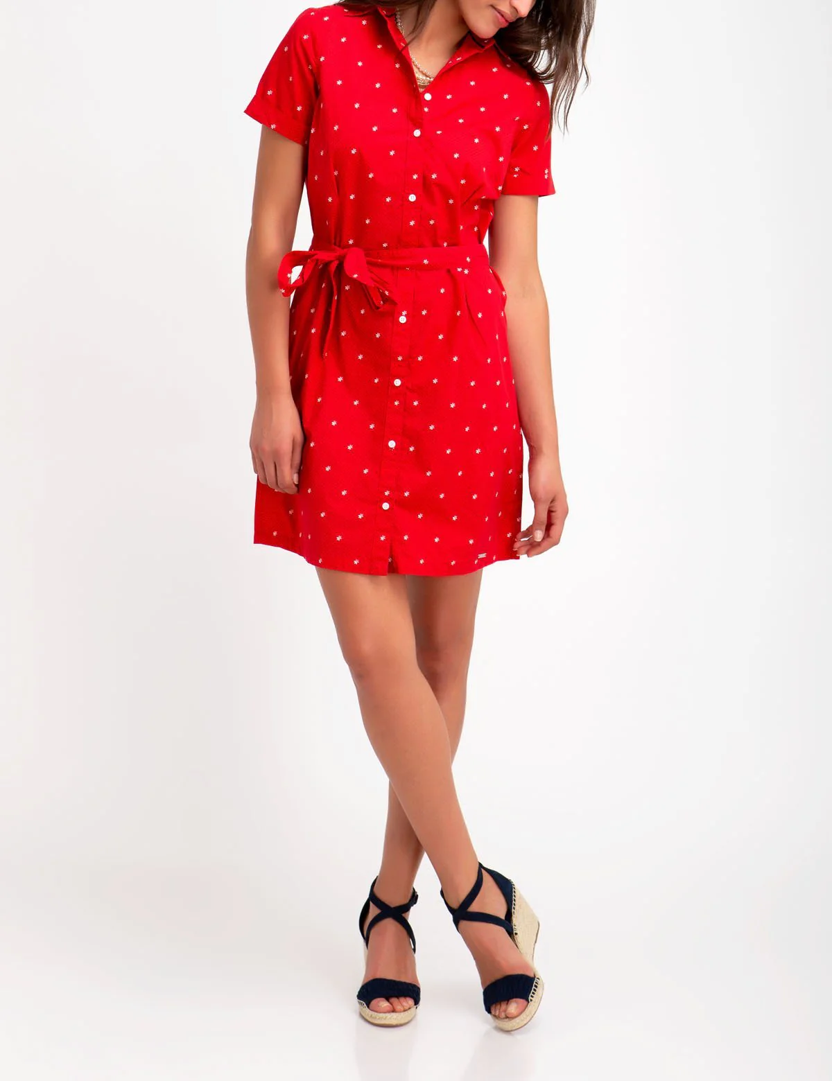 BELTED DOT PLEATED DRESS - Image 5