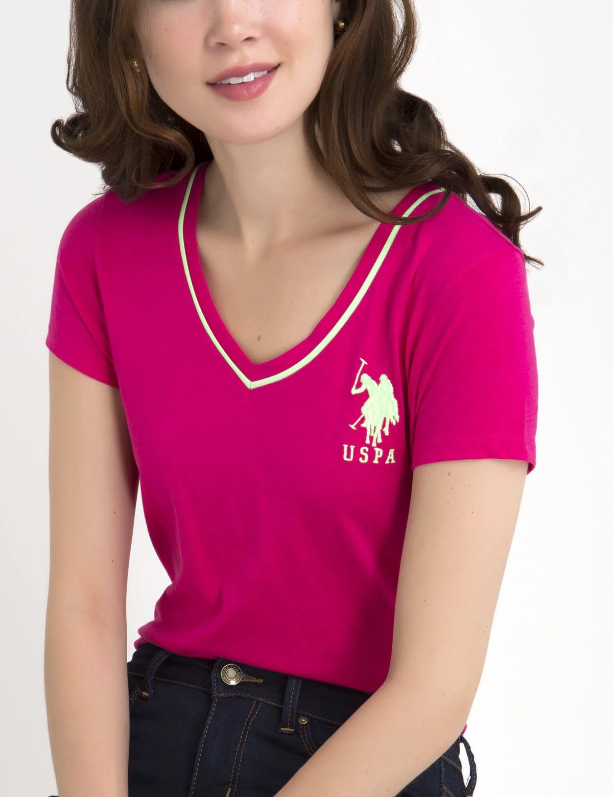 BIG LOGO NEON V-NECK TIPPED T-SHIRT - Image 29