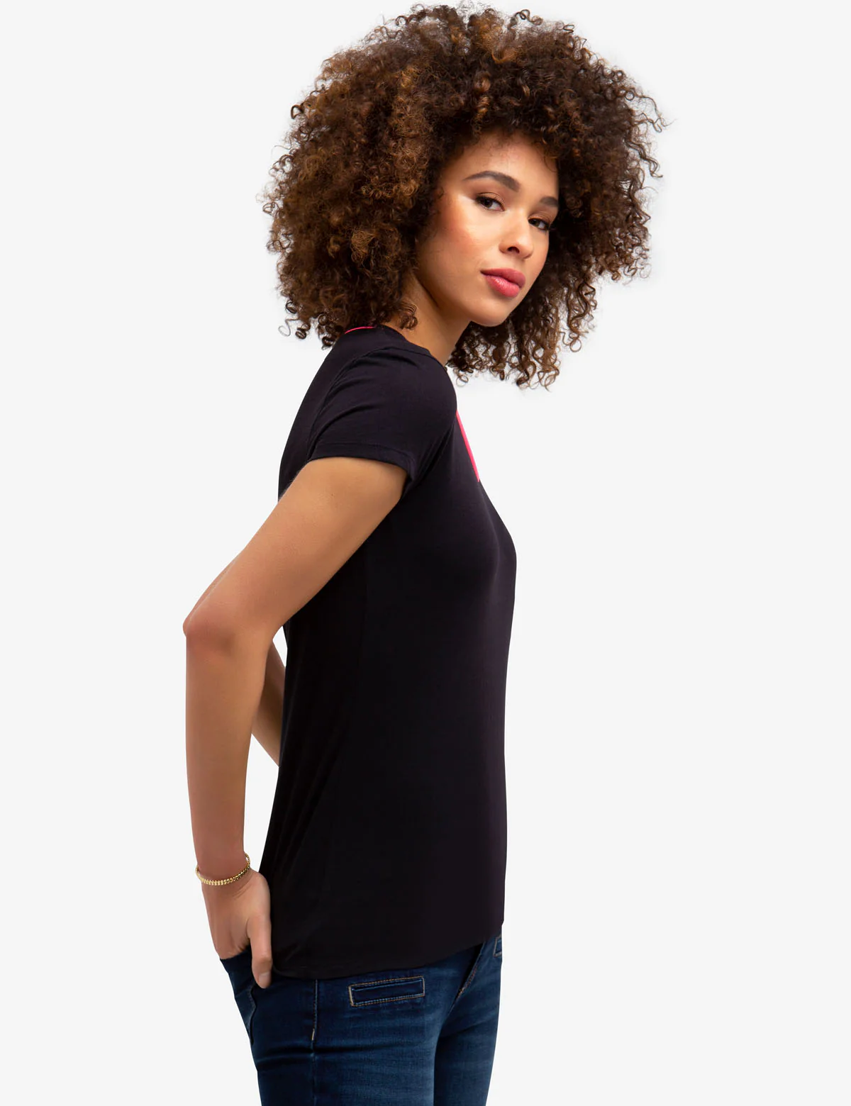 BIG LOGO NEON V-NECK TIPPED T-SHIRT - Image 3