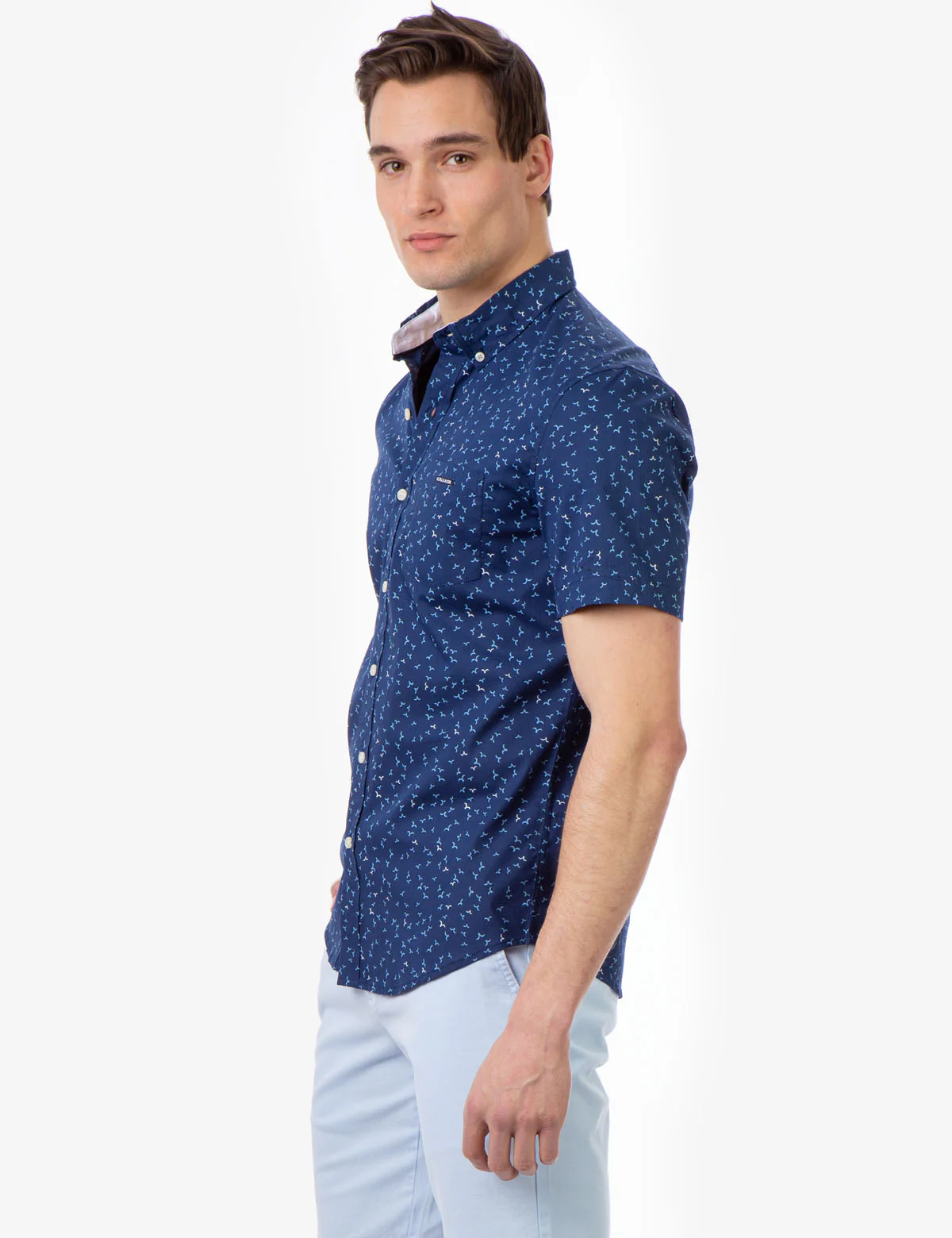 BIRD PATTERN POPLIN SHORT SLEEVE SHIRT - Image 3