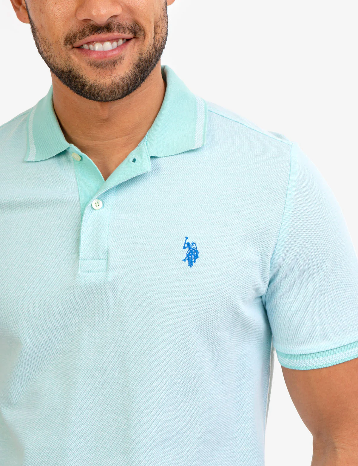 BIRDSEYE CONTRAST COLLAR POLO SHIRT - Image 3