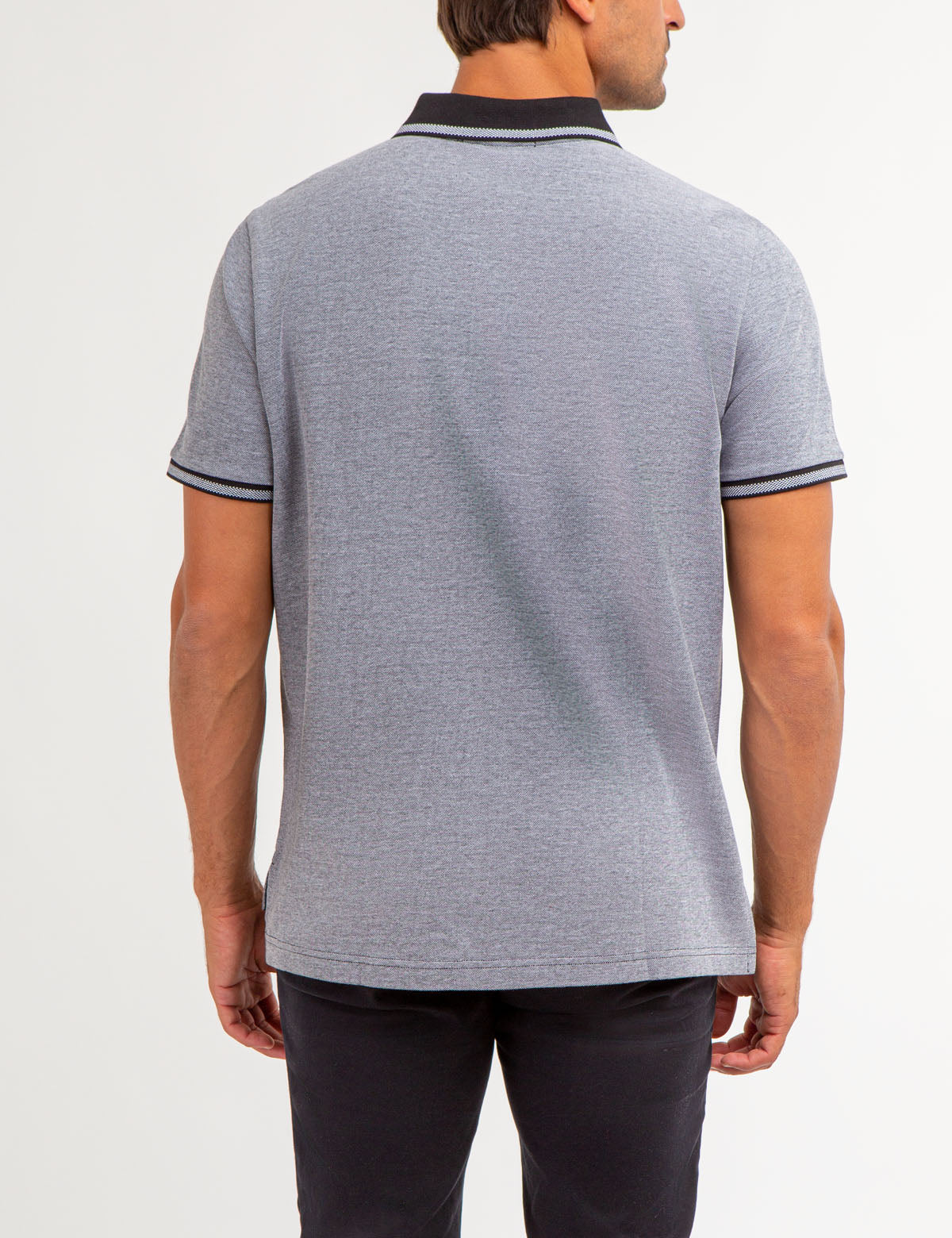 BIRDSEYE CONTRAST COLLAR POLO SHIRT - Image 4