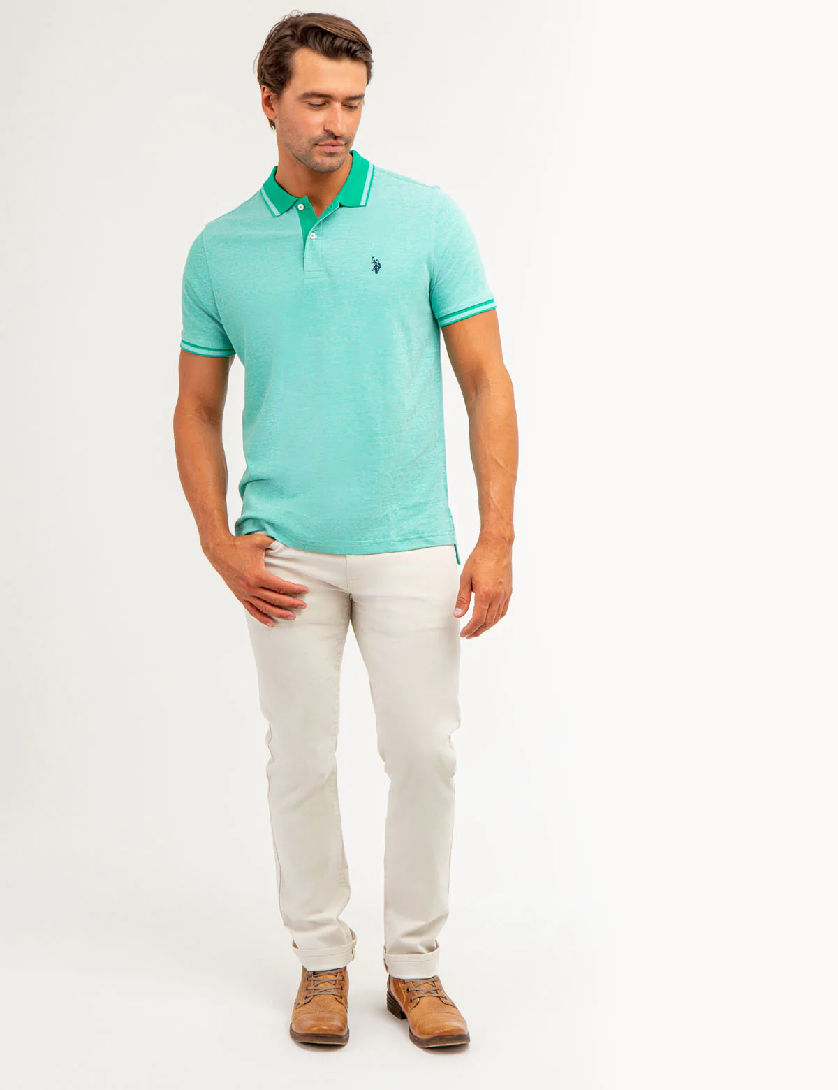 BIRDSEYE CONTRAST COLLAR POLO SHIRT - Image 7