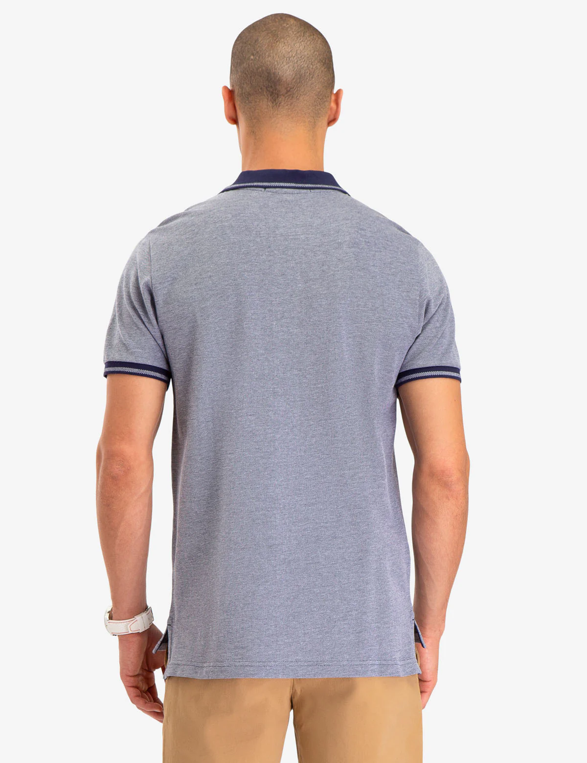 BIRDSEYE CONTRAST COLLAR POLO SHIRT - Image 3
