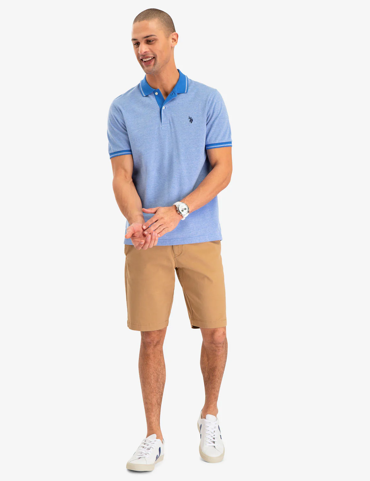 BIRDSEYE CONTRAST COLLAR POLO SHIRT - Image 8