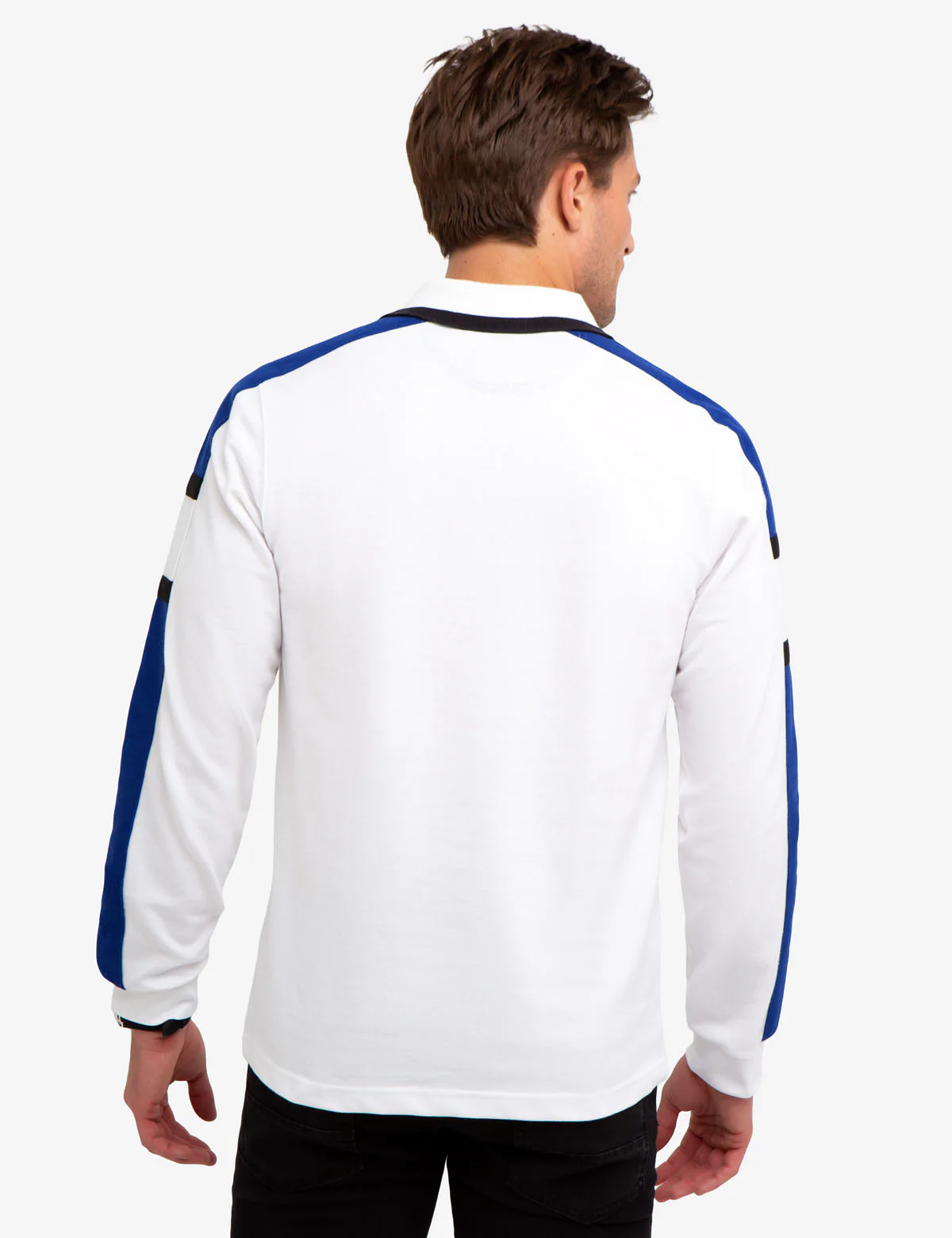 BLACK MALLET CHEST STRIPE LONG SLEEVE POLO SHIRT - Image 3