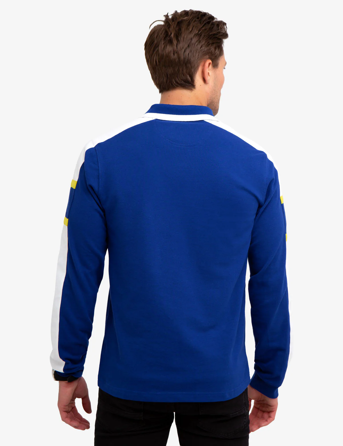 BLACK MALLET CHEST STRIPE LONG SLEEVE POLO SHIRT - Image 6
