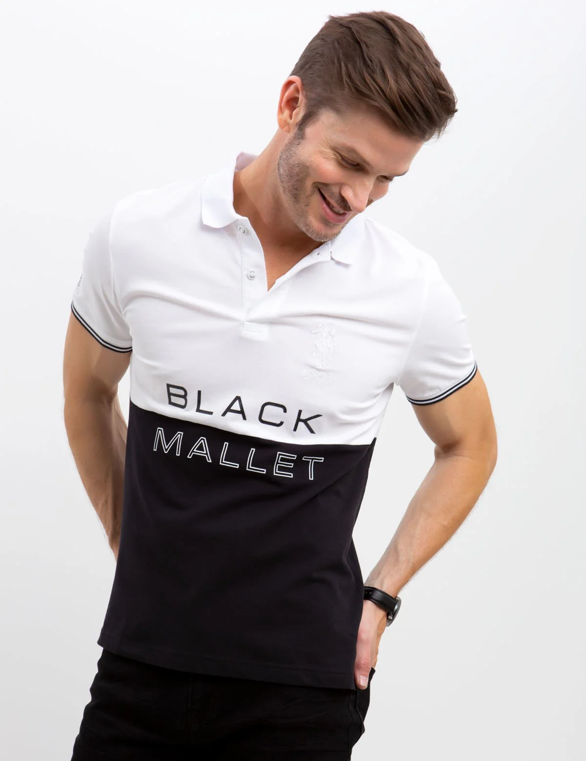 BLACK MALLET SLIM FIT STRETCH PIQUE POLO SHIRT - Image 5