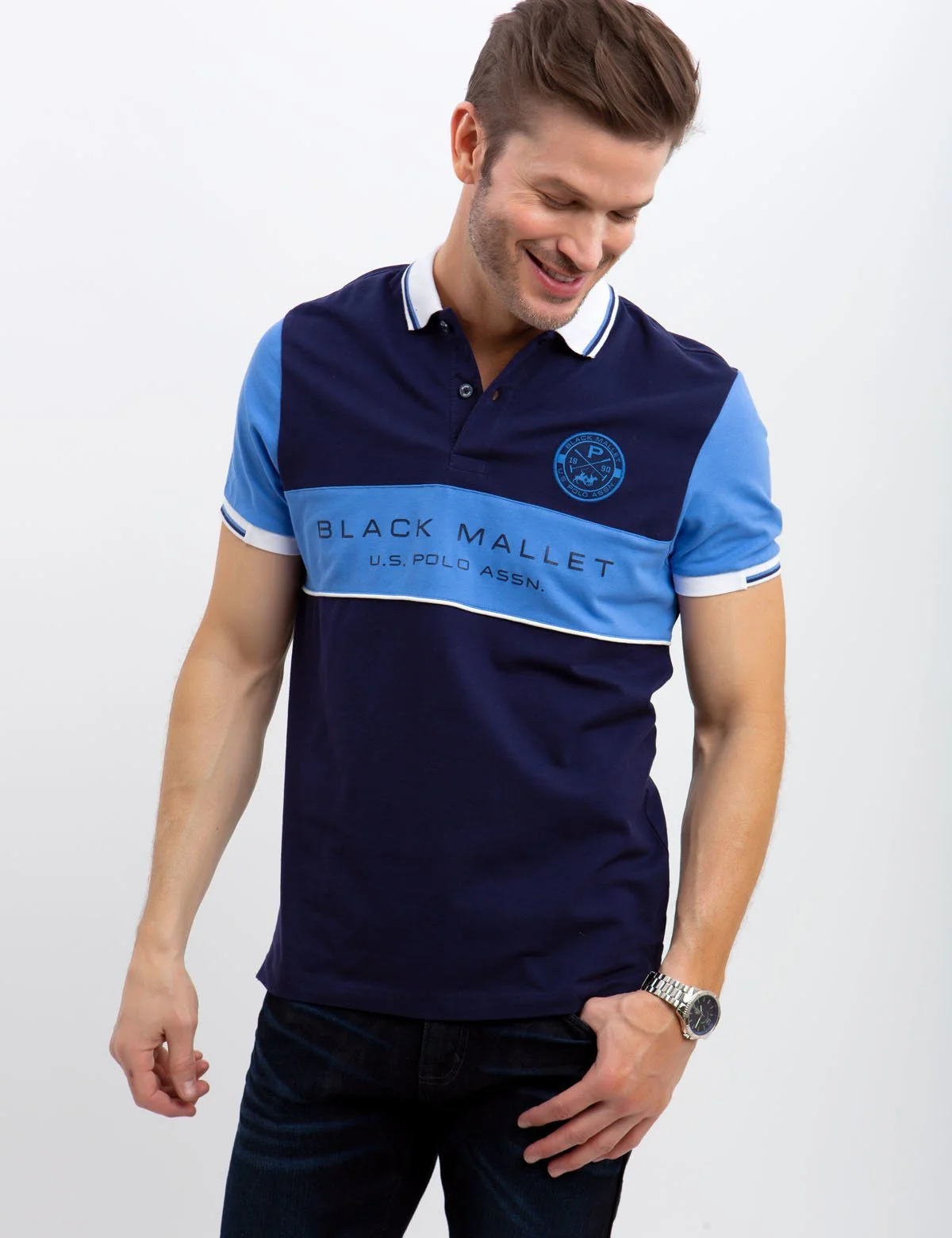 BLACK MALLET SLIM FIT, STRETCH PIQUE, COLORBOCK POLO SHIRT