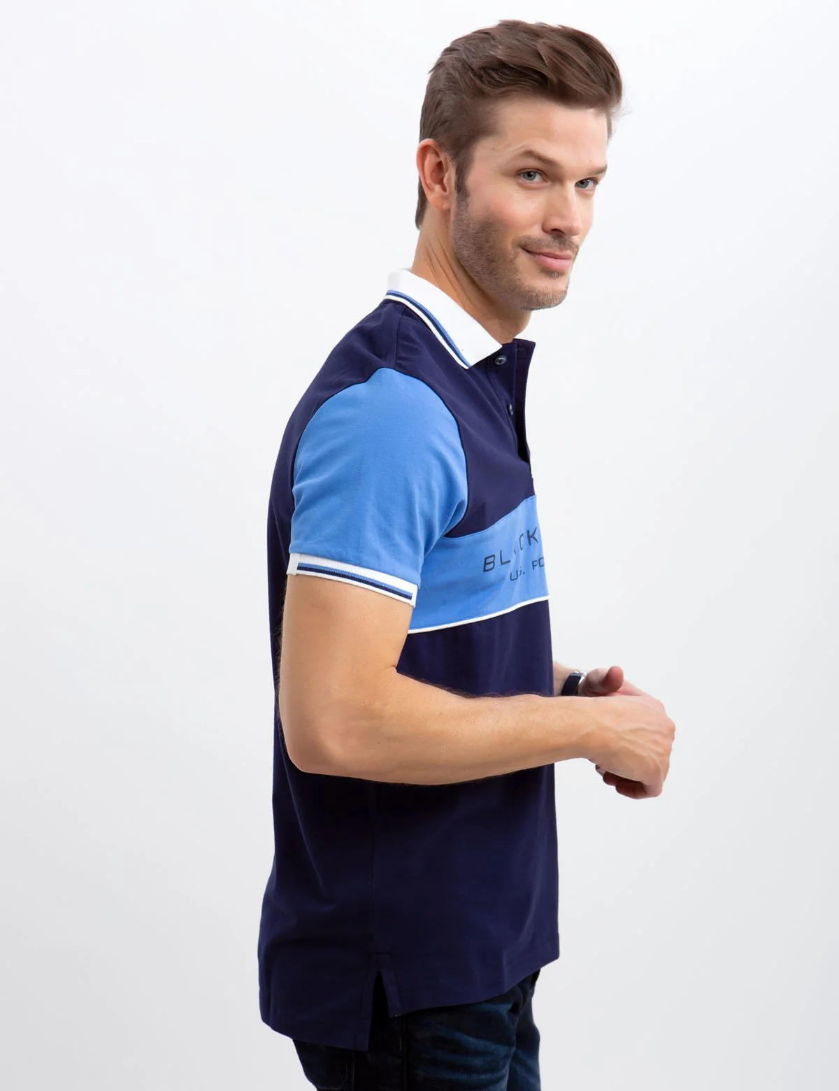 BLACK MALLET SLIM FIT, STRETCH PIQUE, COLORBOCK POLO SHIRT - Image 2