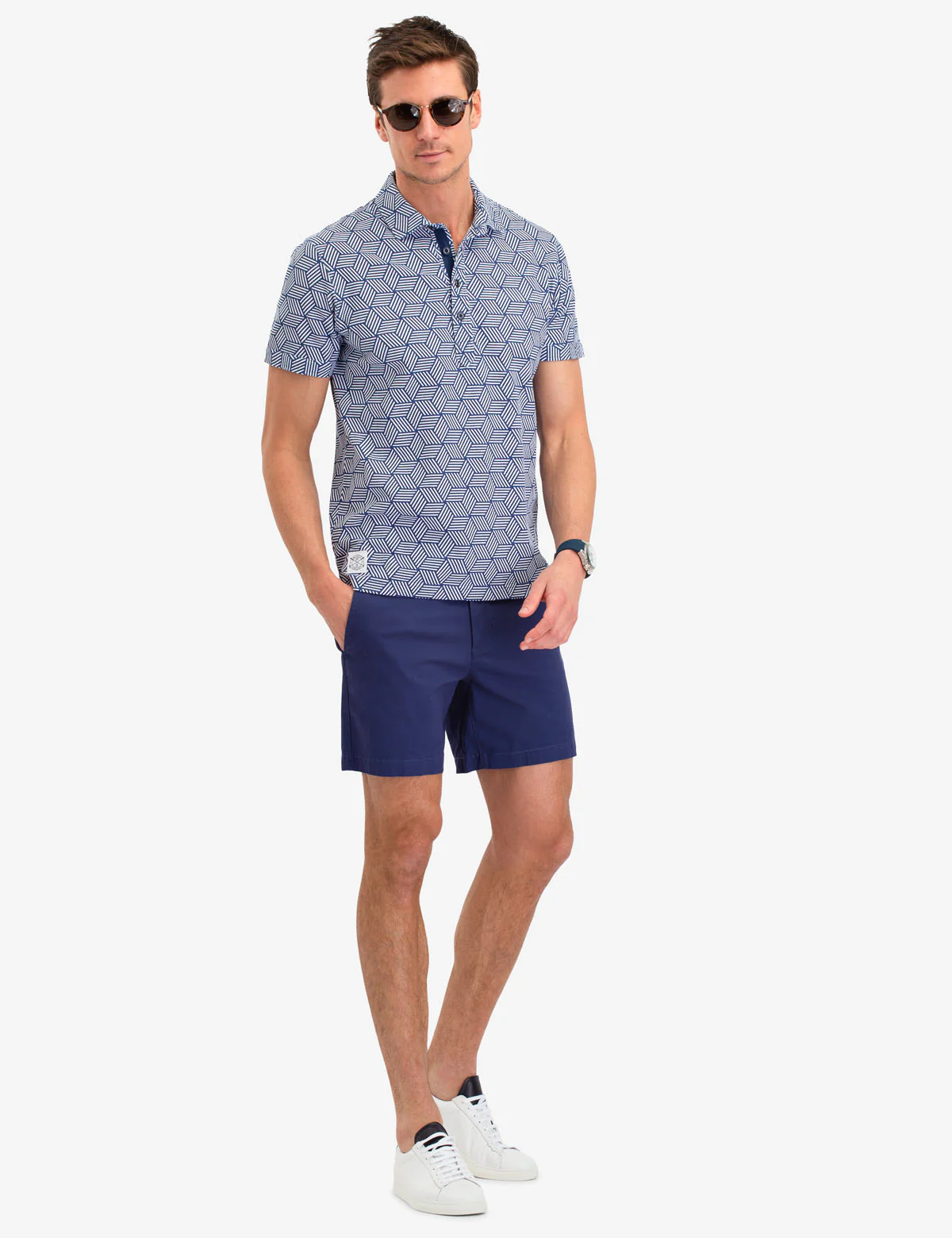 BLACK MALLET GEOMETRIC PRINT POLO SHIRT - Image 2