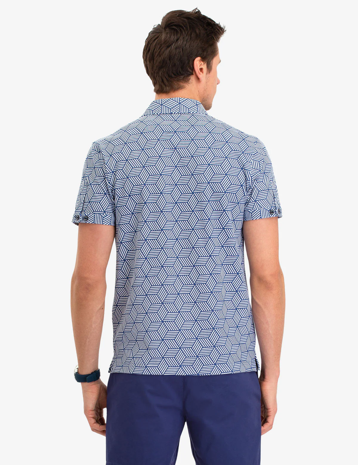 BLACK MALLET GEOMETRIC PRINT POLO SHIRT - Image 4