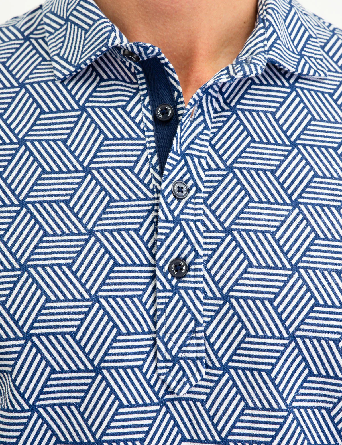 BLACK MALLET GEOMETRIC PRINT POLO SHIRT - Image 5