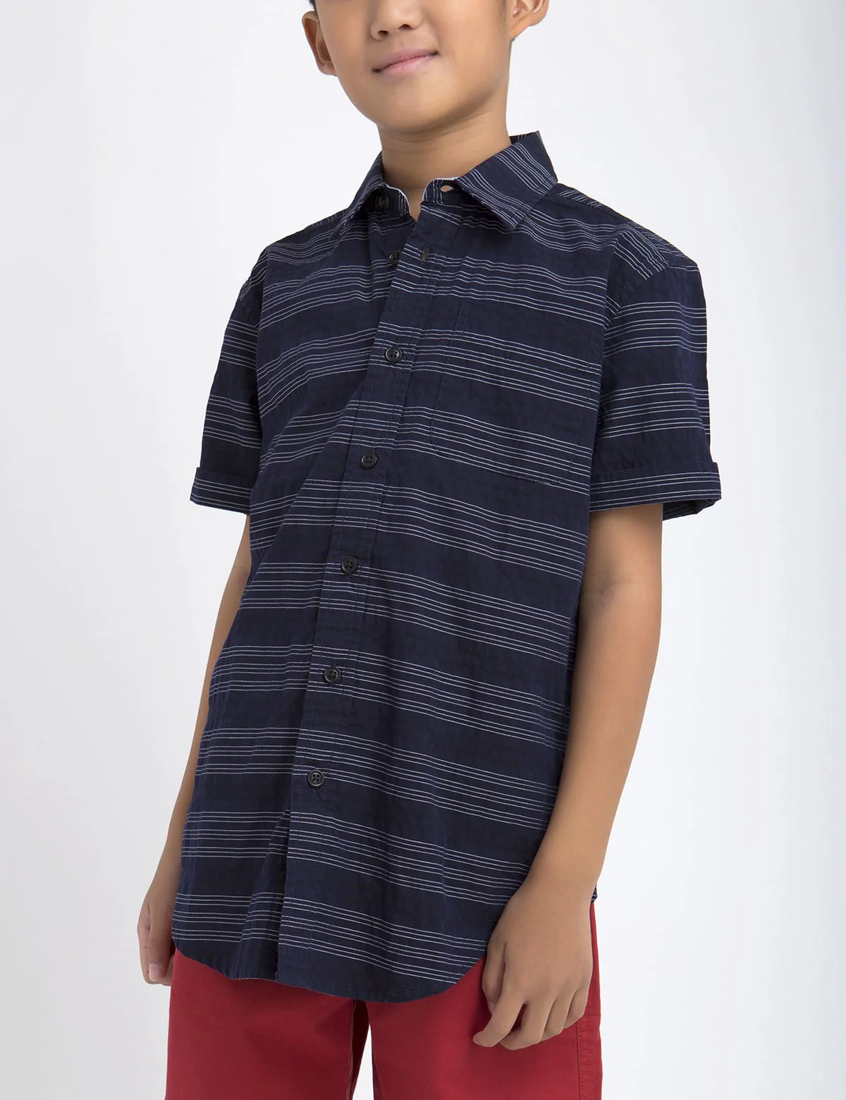 BOYS BLACK MALLET HORIZONTAL DOBBY SHORT SLEEVE SHIRT - Image 4