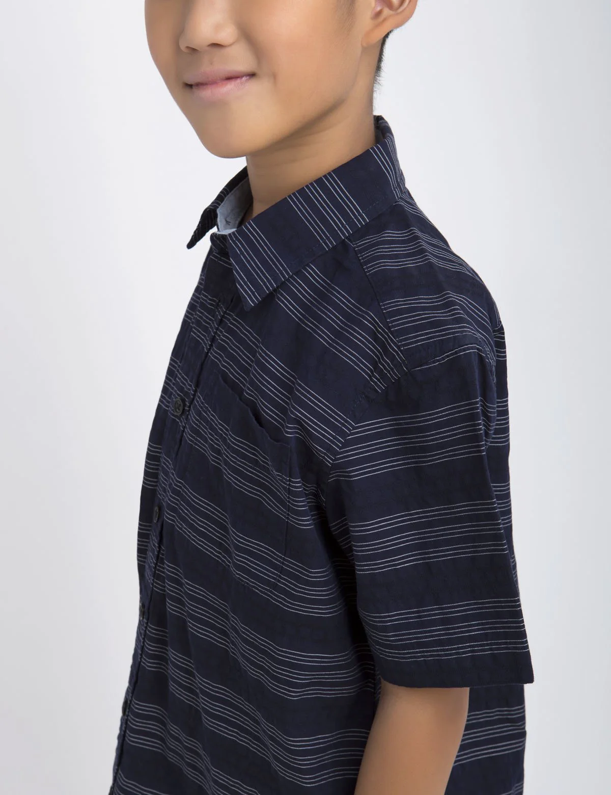 BOYS BLACK MALLET HORIZONTAL DOBBY SHORT SLEEVE SHIRT - Image 5