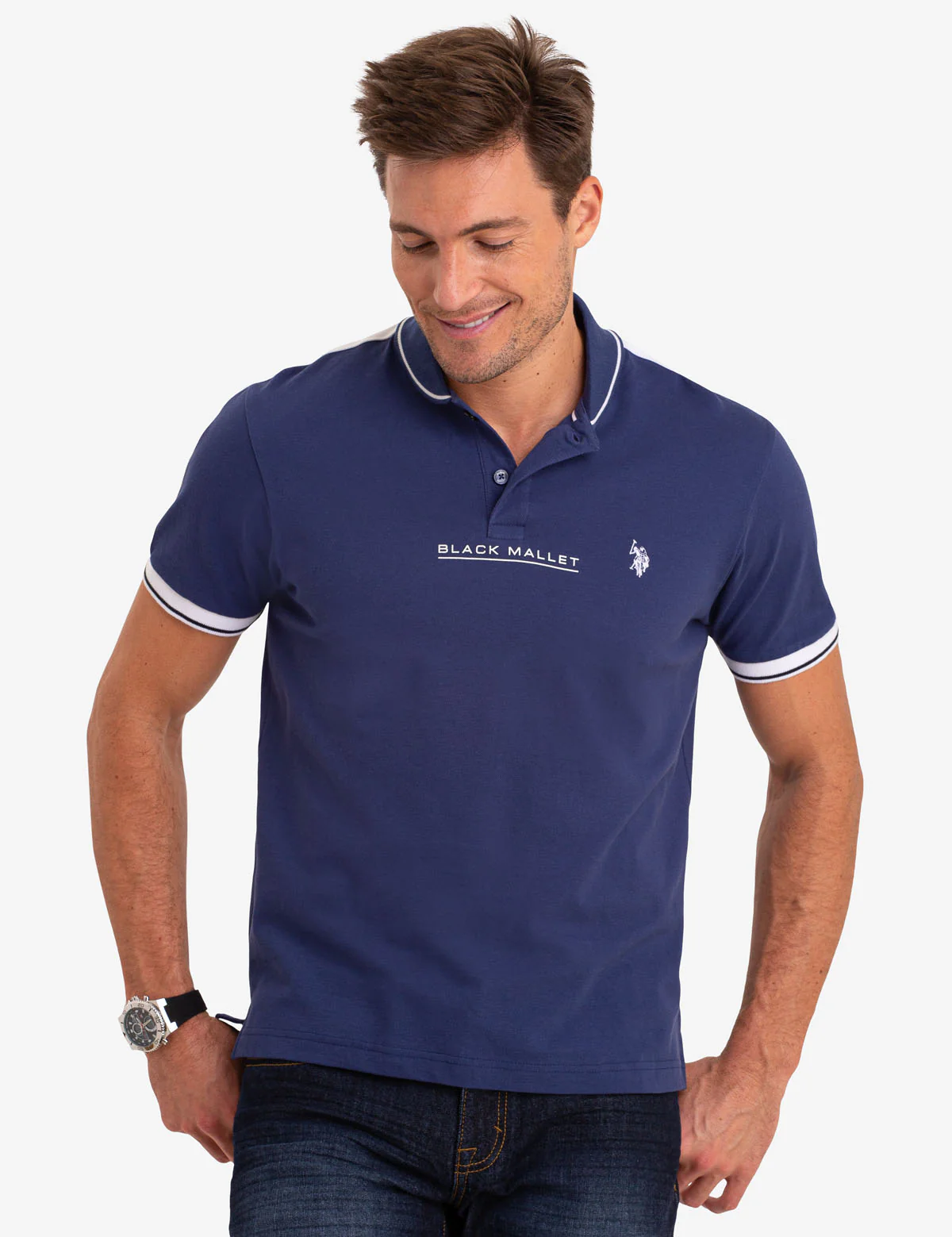 BLACK MALLET SHAWL COLLAR POLO SHIRT - Image 5