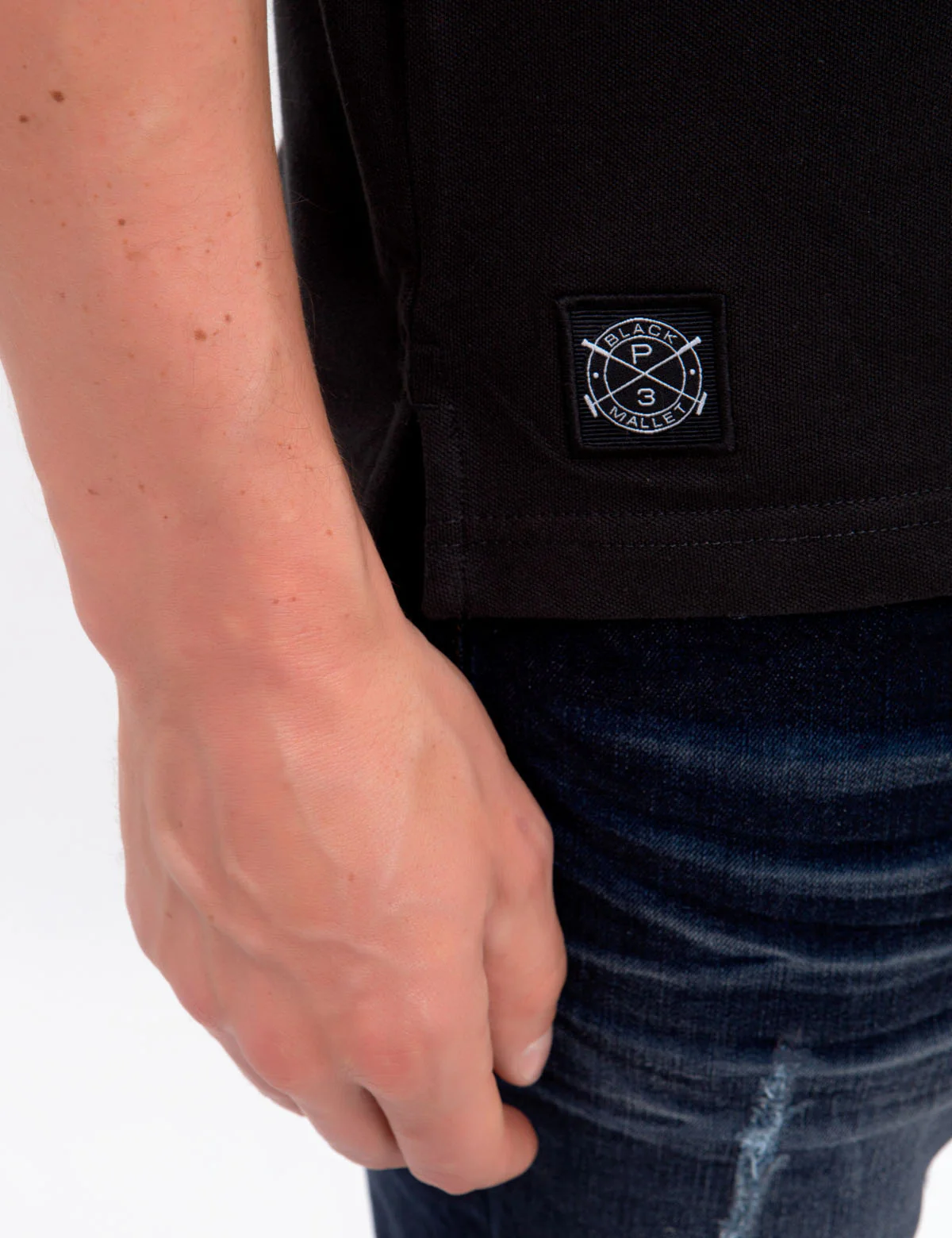 BLACK MALLET SLEEVE PANEL POLO SHIRT - Image 9