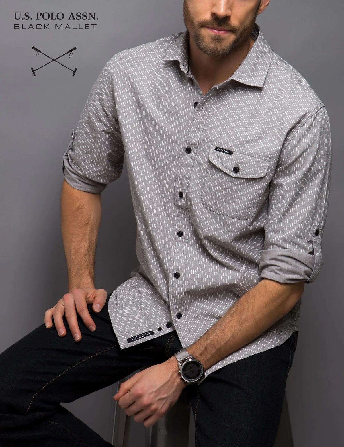 SLIM FIT LINE PRINT SHIRT