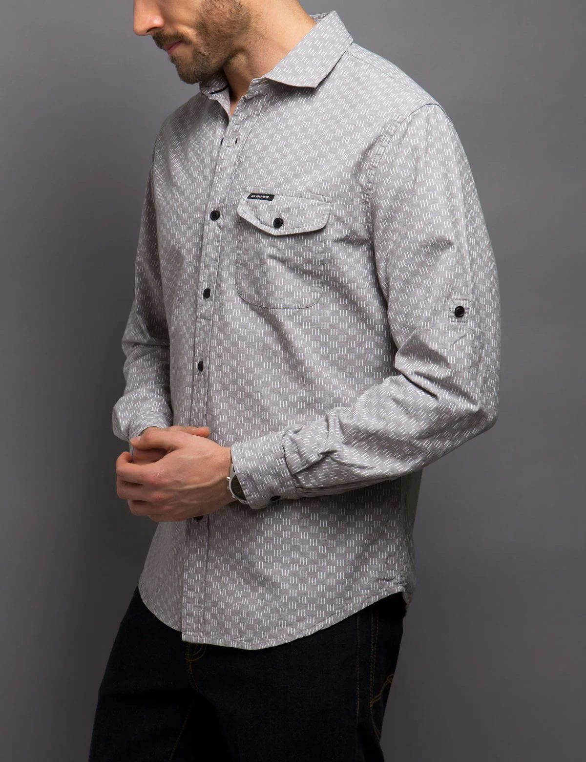 SLIM FIT LINE PRINT SHIRT - Image 2