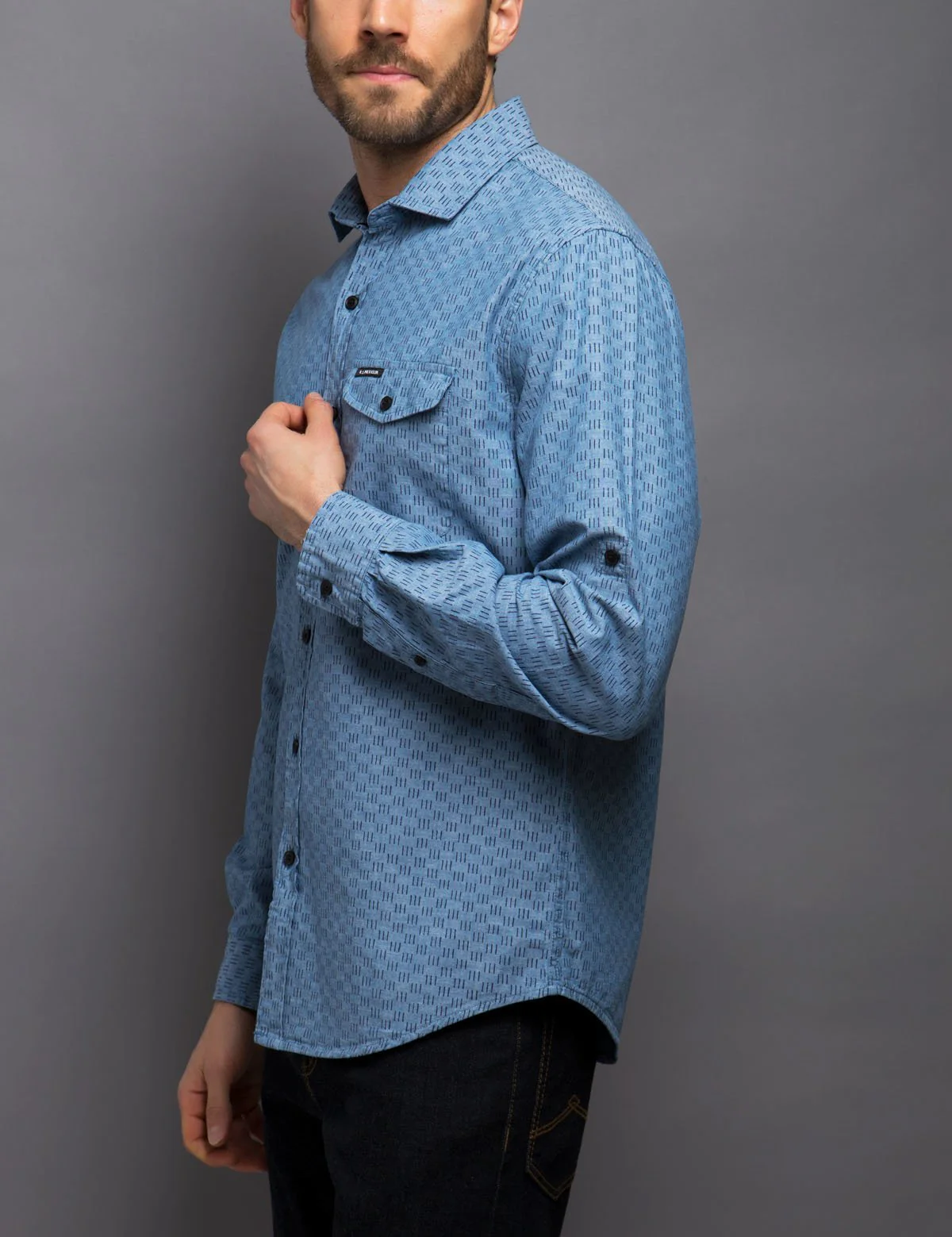 SLIM FIT LINE PRINT SHIRT - Image 6