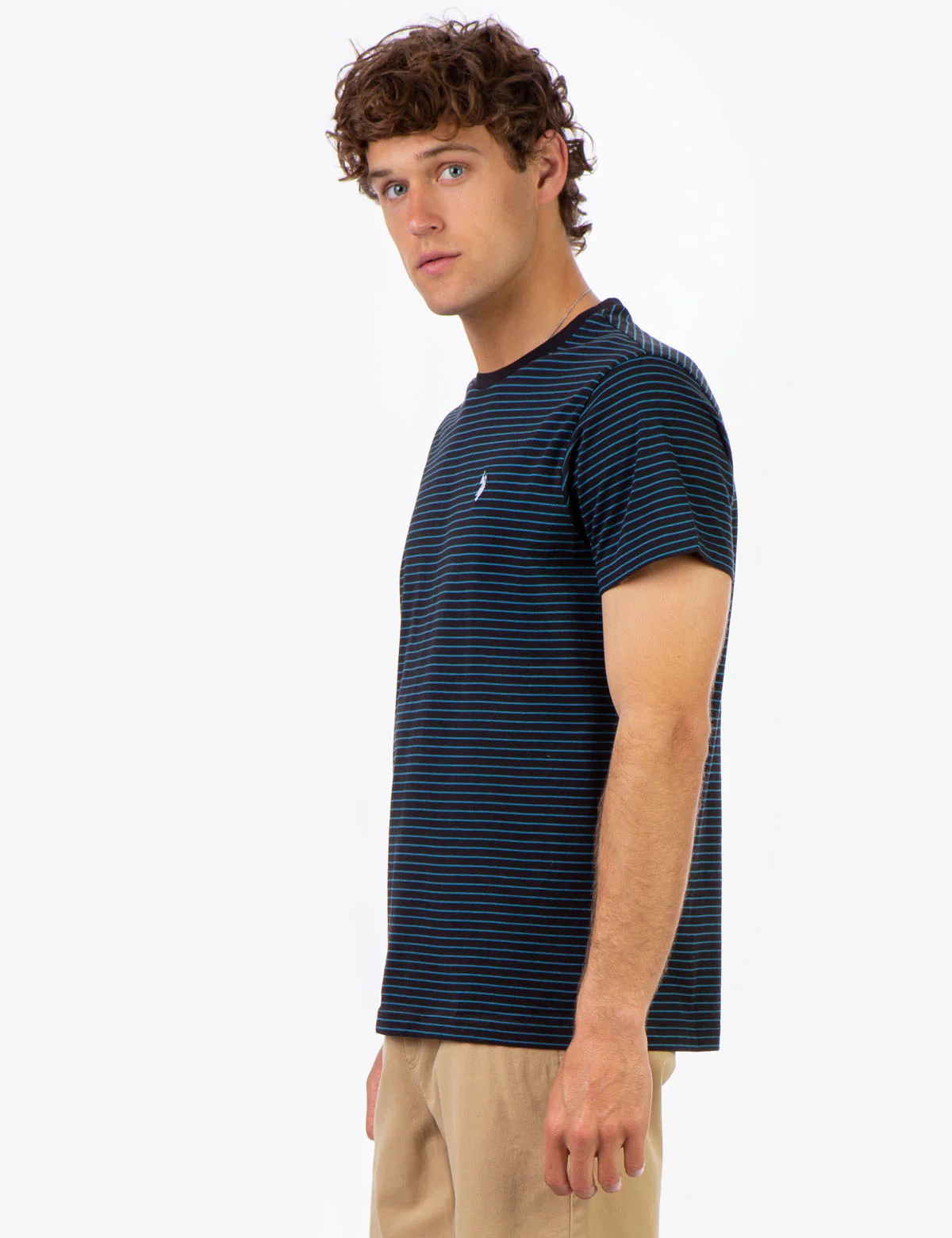 BLACK MALLET STRIPE CREW NECK T-SHIRT - Image 3