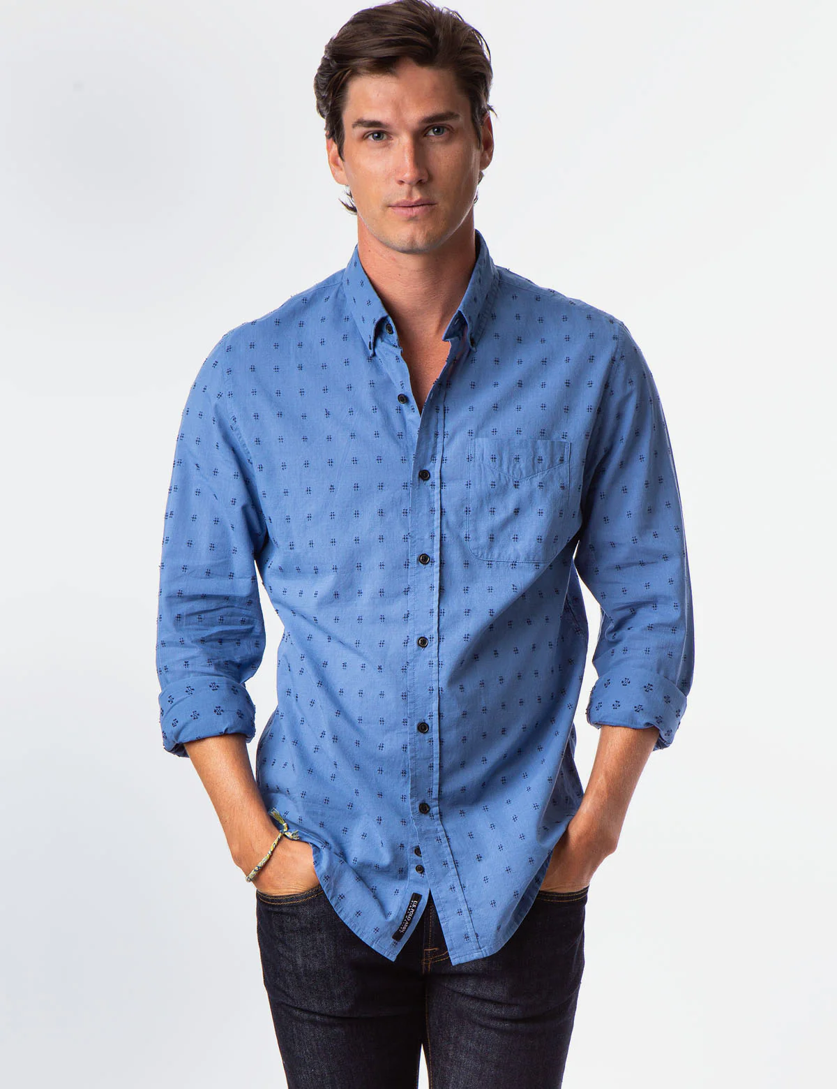 BLACK MALLET SWISS DOT SHIRT