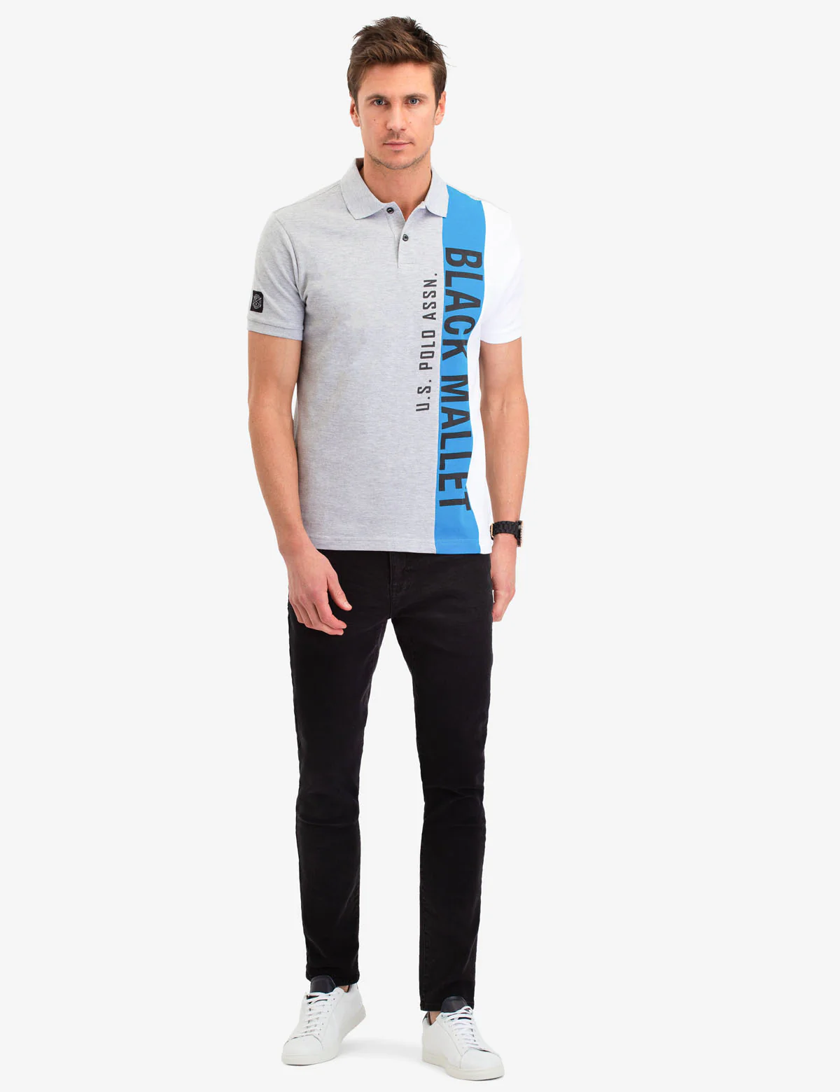 BLACK MALLET VERTICAL LOGO POLO SHIRT - Image 7