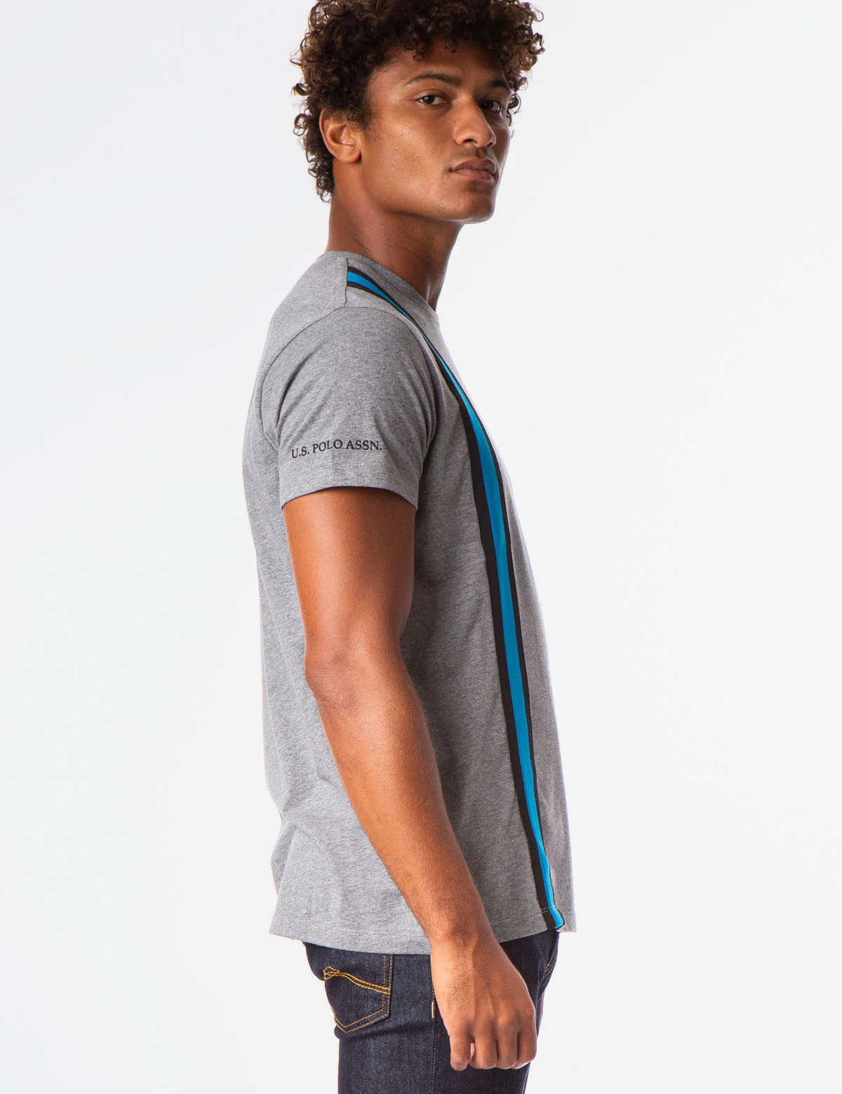 BLACK MALLET VERTICAL STRIPE CREW NECK T-SHIRT - Image 2